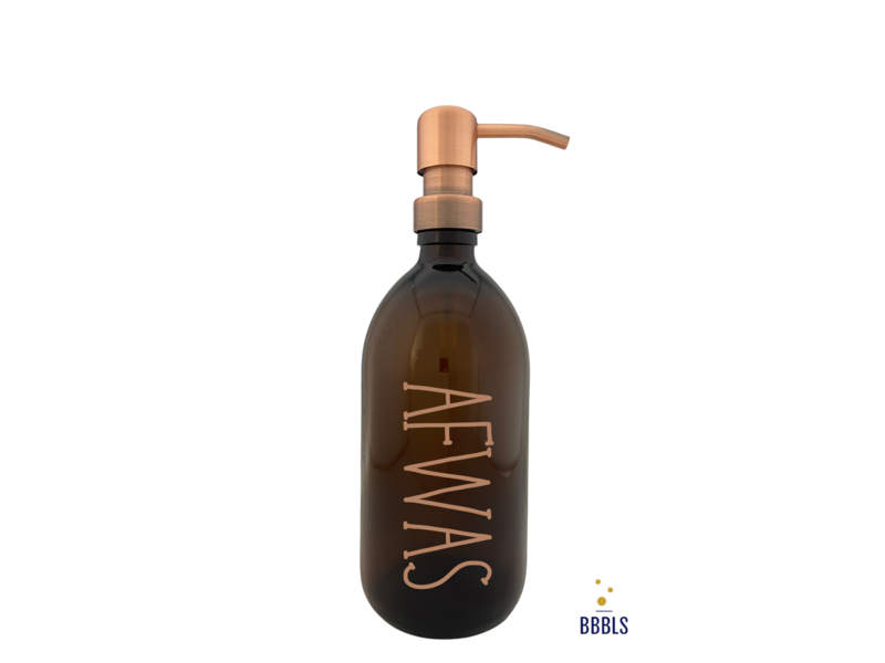 BBBLS® Bruin glazen fles koper 'Afwas' premium -500ml