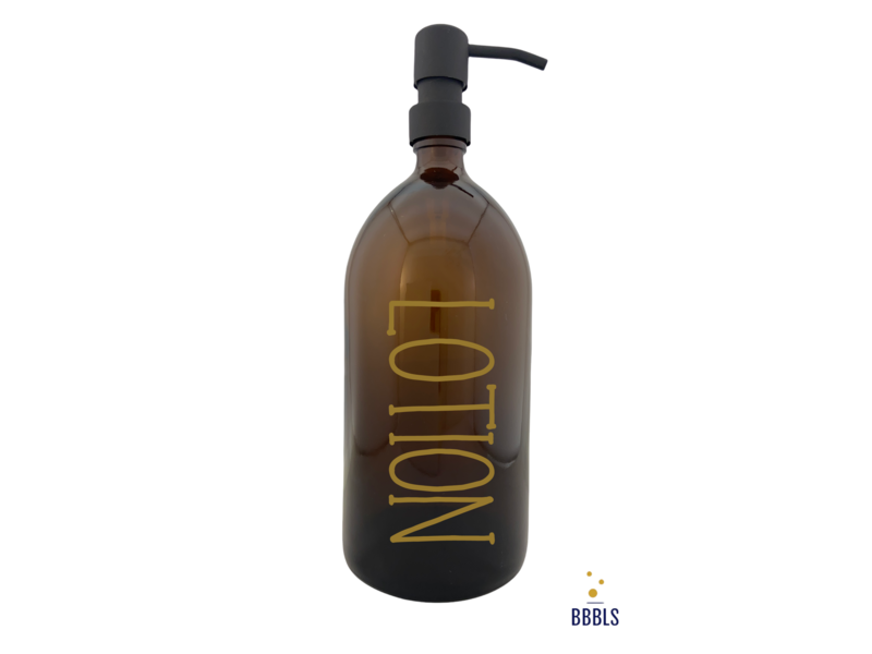 BBBLS® Bruin glazen fles goud 'Lotion' premium zwart-1ltr
