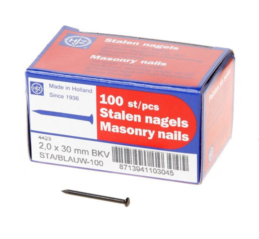 Stalen nagel blauw bolkop 3.0x50 - 1kg