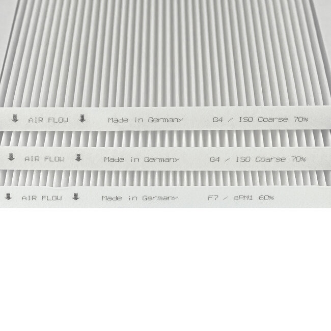 Vasco DX4/DX5/DX6 filterset – 3 stuks | G4+G4+F7 | 275×275×20 mm | HQ-Filters huismerk