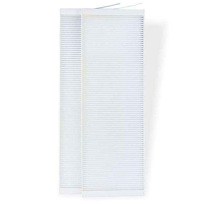 Orcon HRC 350/450 Ventiflow Filterset (2 stuks) ISO Coarse 70%, identiek aan OEM-specificaties. Afmetingen 185 × 560 × 23 mm.