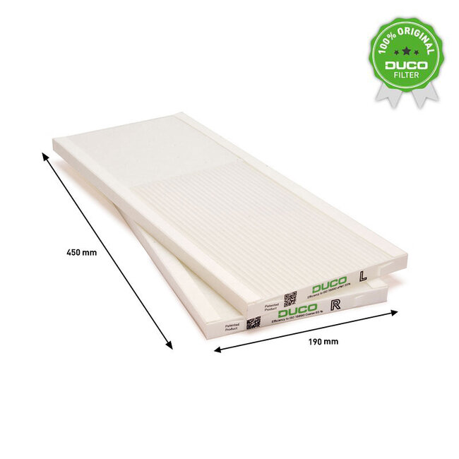 Duco DucoBox Energy Comfort D325 filterset G4 + F7, ISO Coarse 65% en ePM1 55% – 450x190x18 mm | origineel 0000-4661