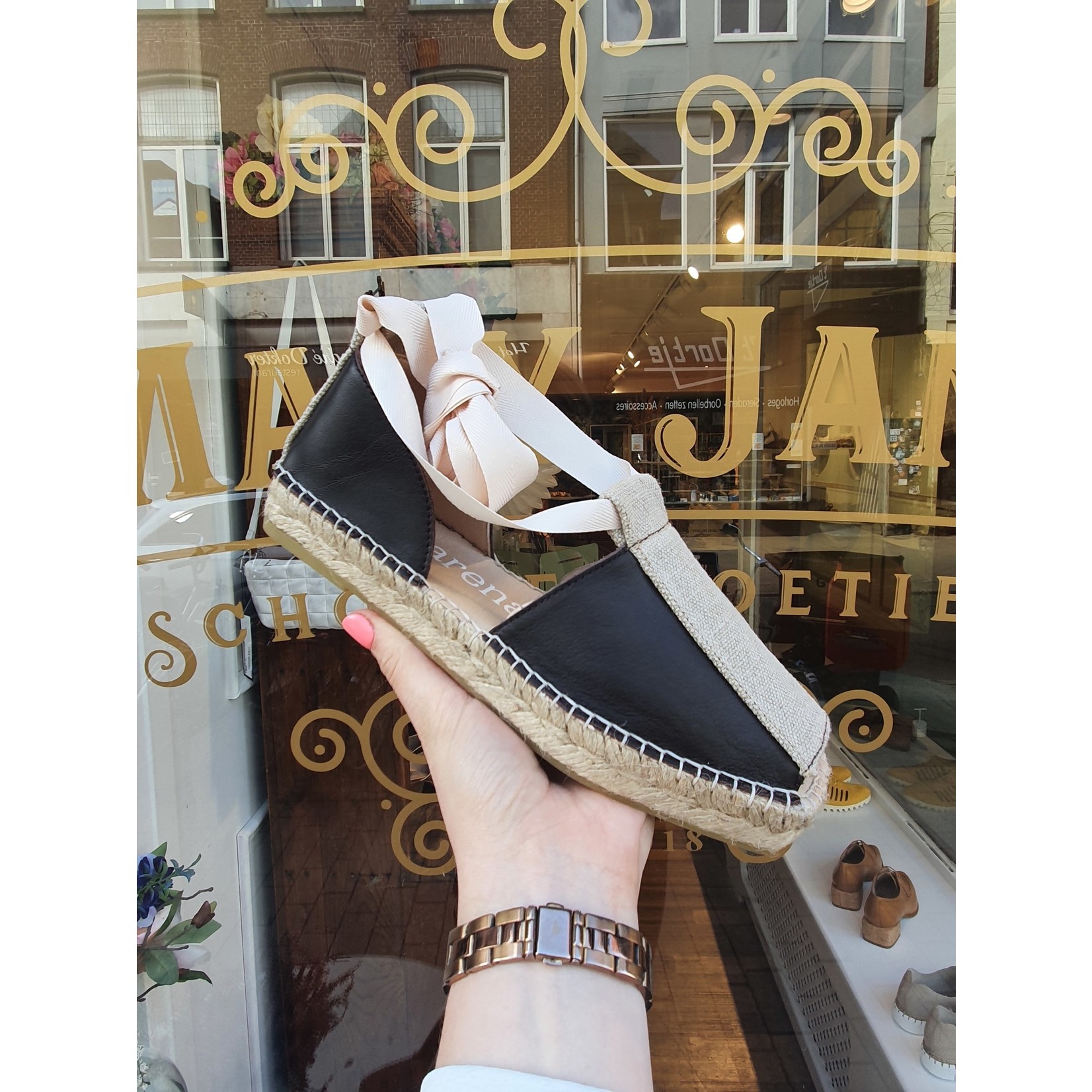 Zwarte Boho Espadrilles met Touwprofiel - Uwantisell.nl