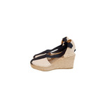 Jamron Dames Hoge Plateau 6CM Sleehak Mary Jane Schoenen met Klittenband Leren Enkelbandje Pumps Zwart SN070281-1 EU38.5