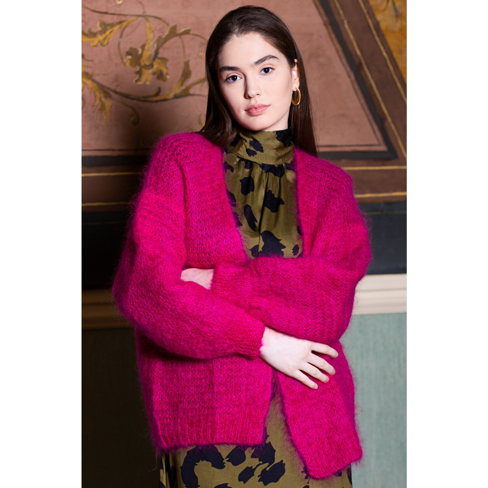 Poppy Field mohair vest Nina Fuchsia