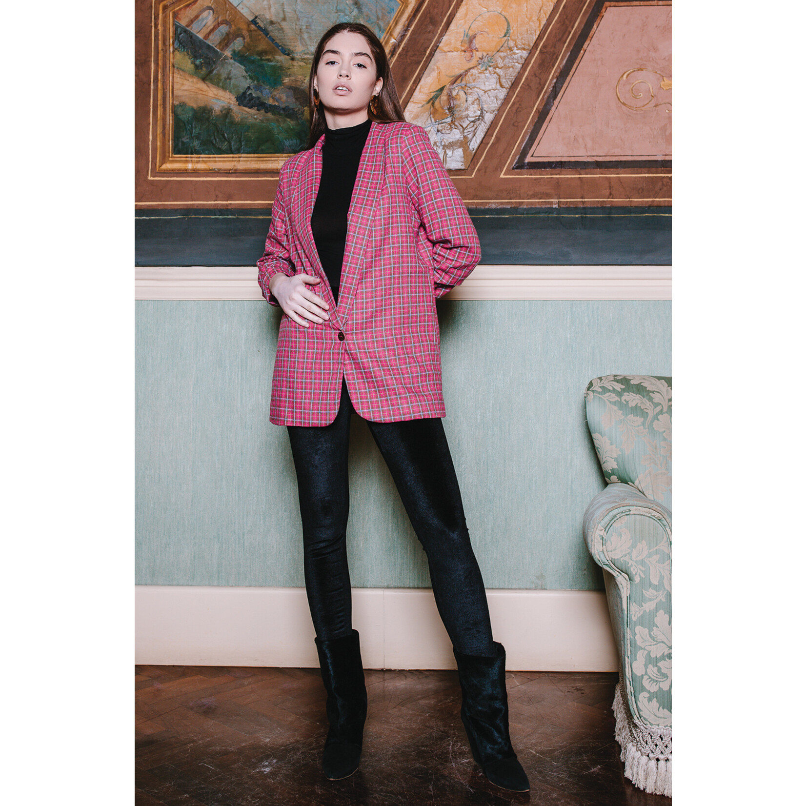 Poppy Field blazer Uma Pink geruit