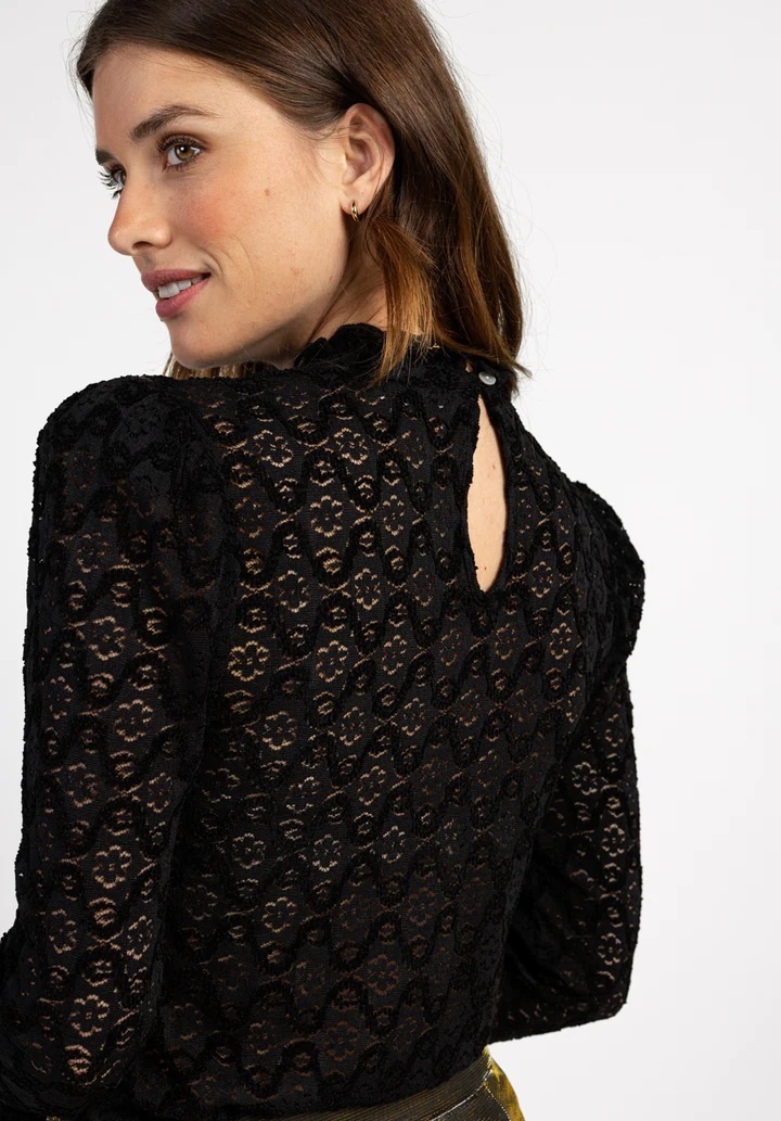 F1141 AW23 24 Aaiko Top Imani lace ZWART Mary Jane Schoenenboetiek
