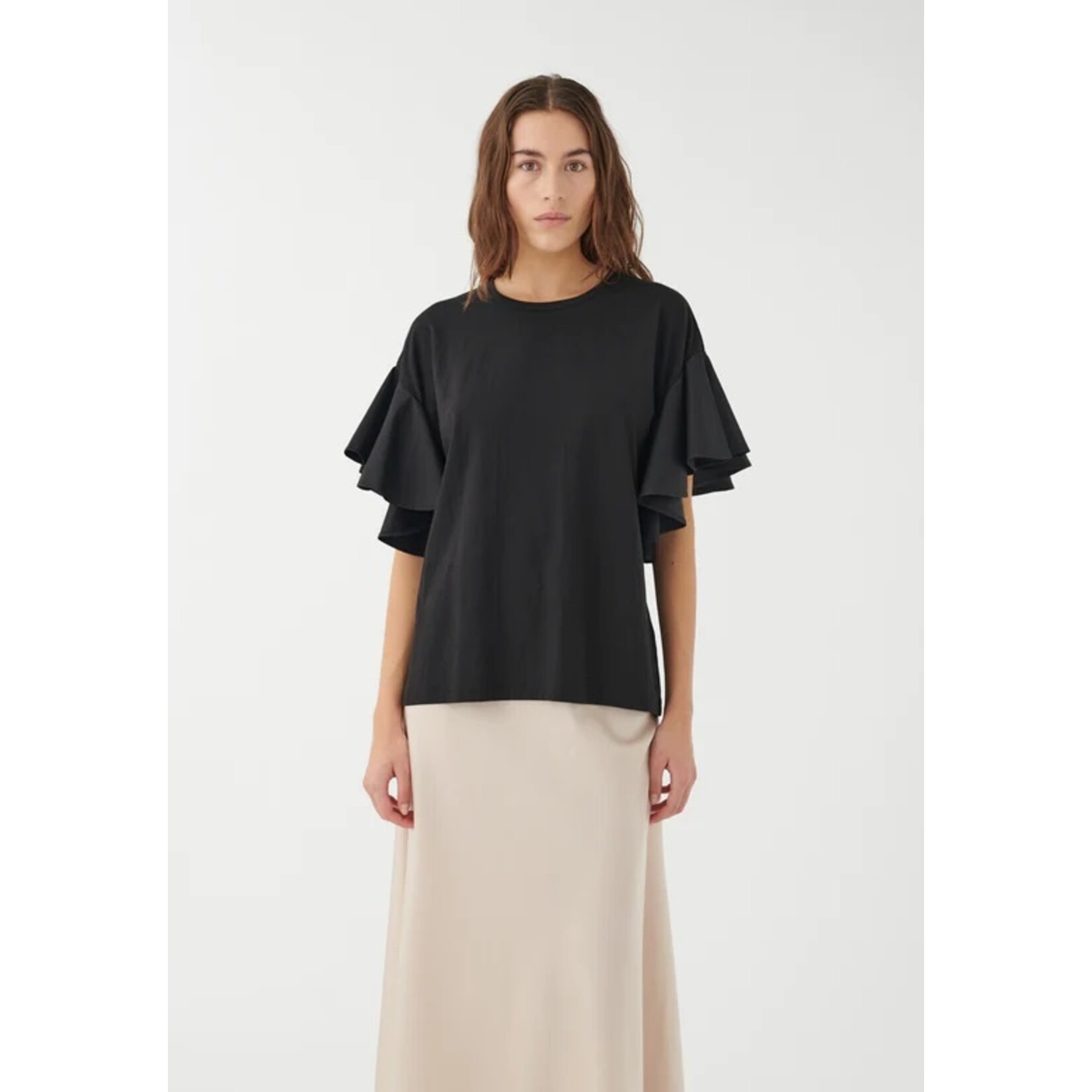 Dea Kudibal tshirt flounce sleeves Jenthy zwart