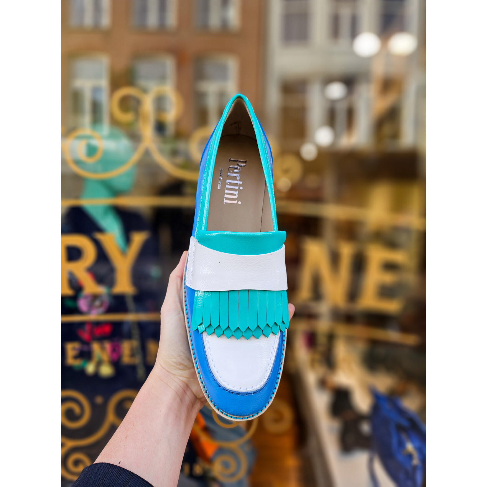 Pertini leren instapper loafer Bayamo Blue