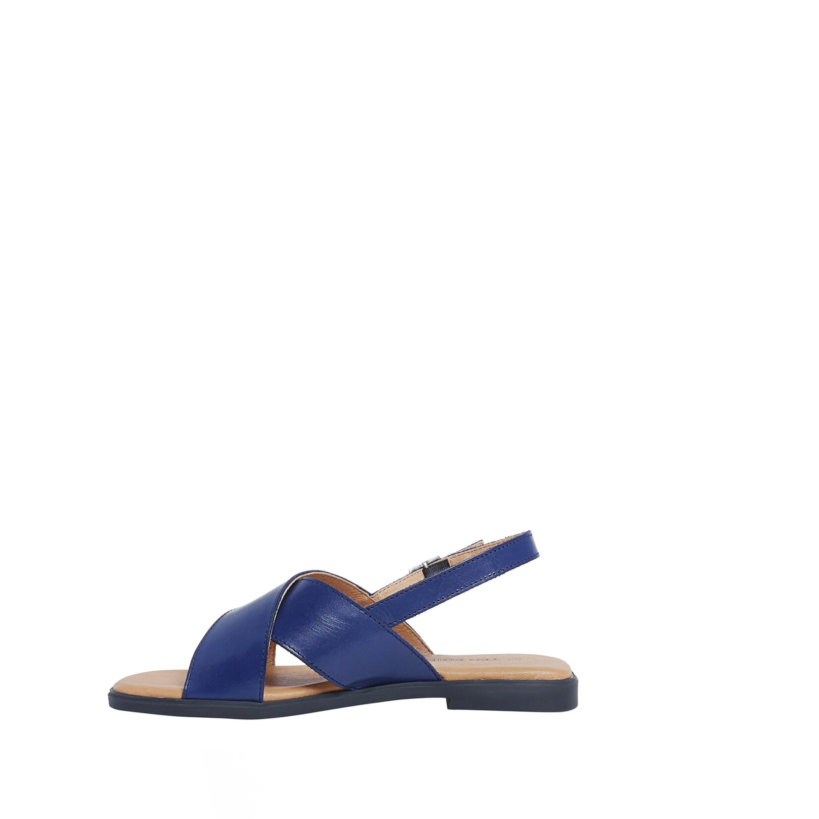 Natuurlijk gelooide leren sandalen plat Olivia Navy