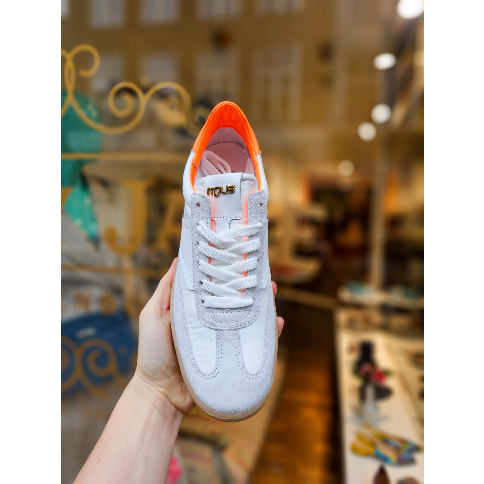 Mjus leren sneaker tennis ARANCIA wit/oranje