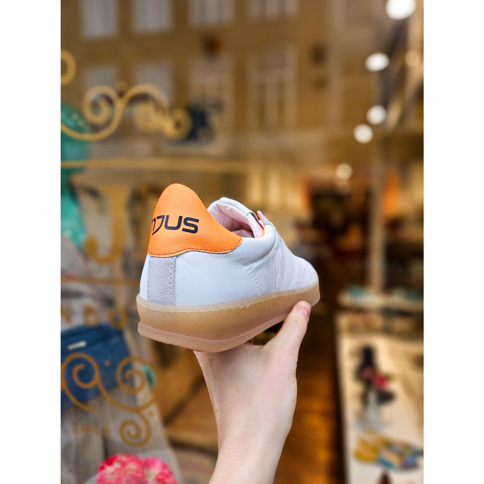 Mjus leren sneaker tennis ARANCIA wit/oranje