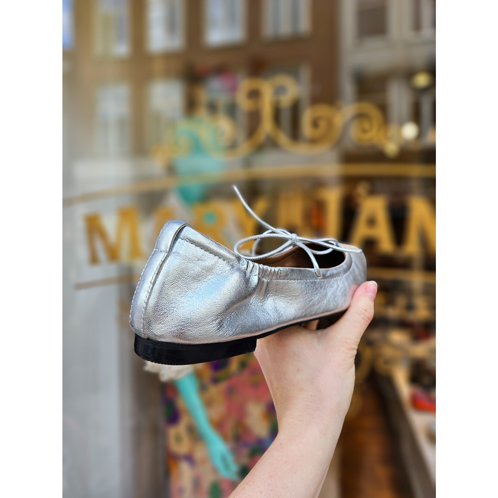 Copenhagen Shoes ballerina zilver met strik Felicia