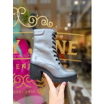 Fly London leren veterboot hak TIEL zilver/grijs