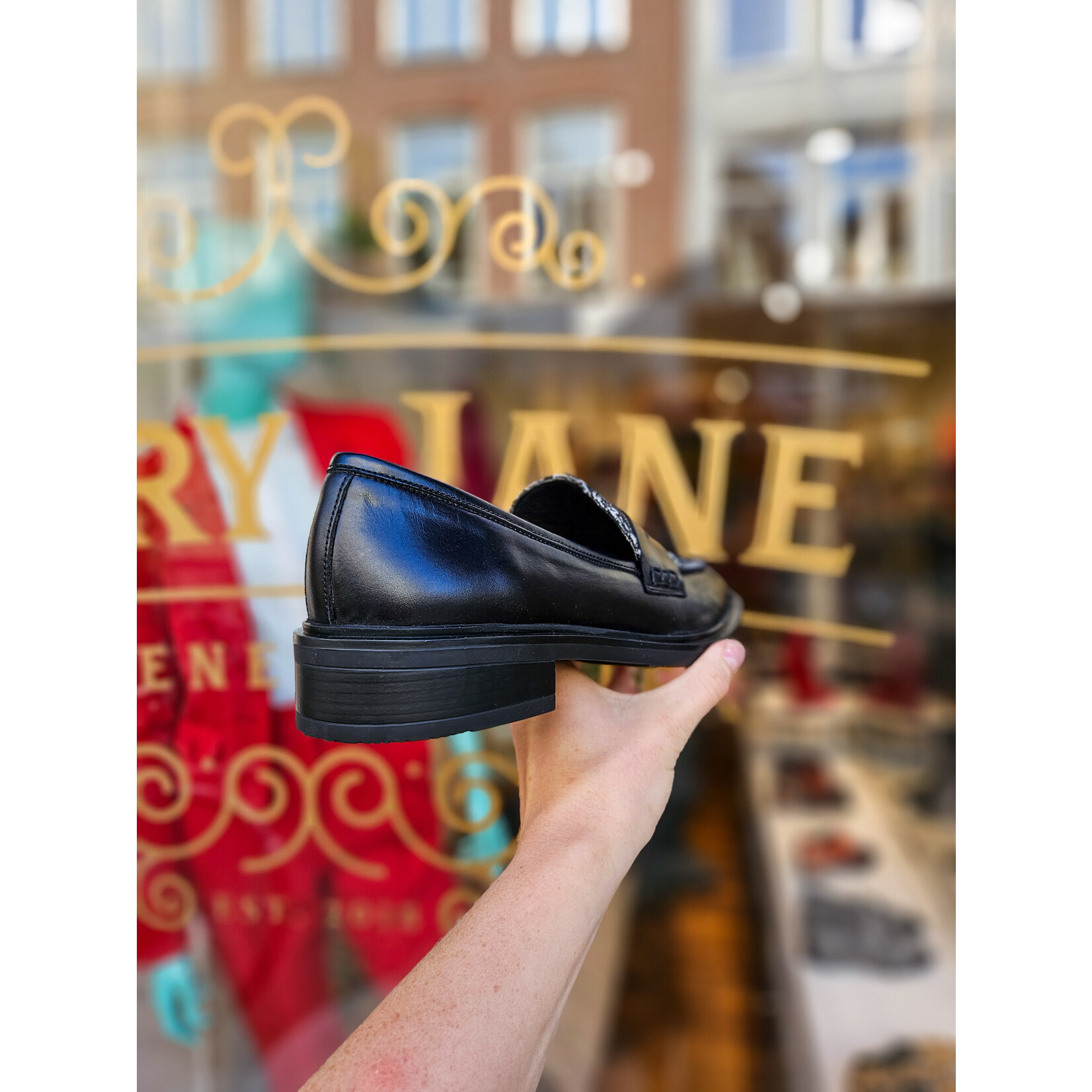 Mary Jane leren loafer zwart/wit