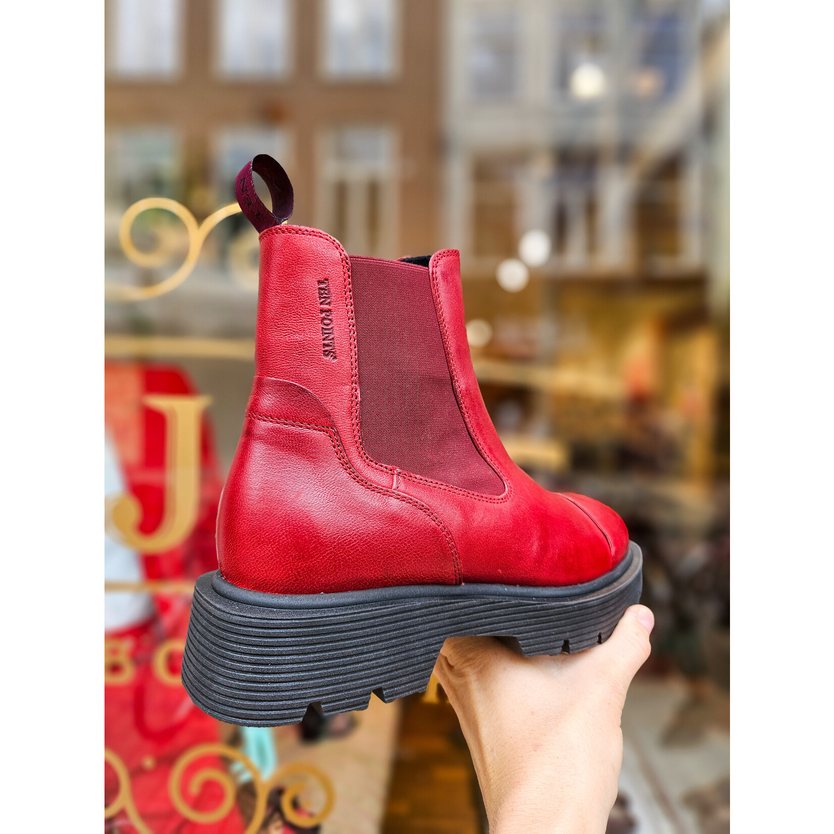 Ten Points leren chelsea boot MIMMI rood