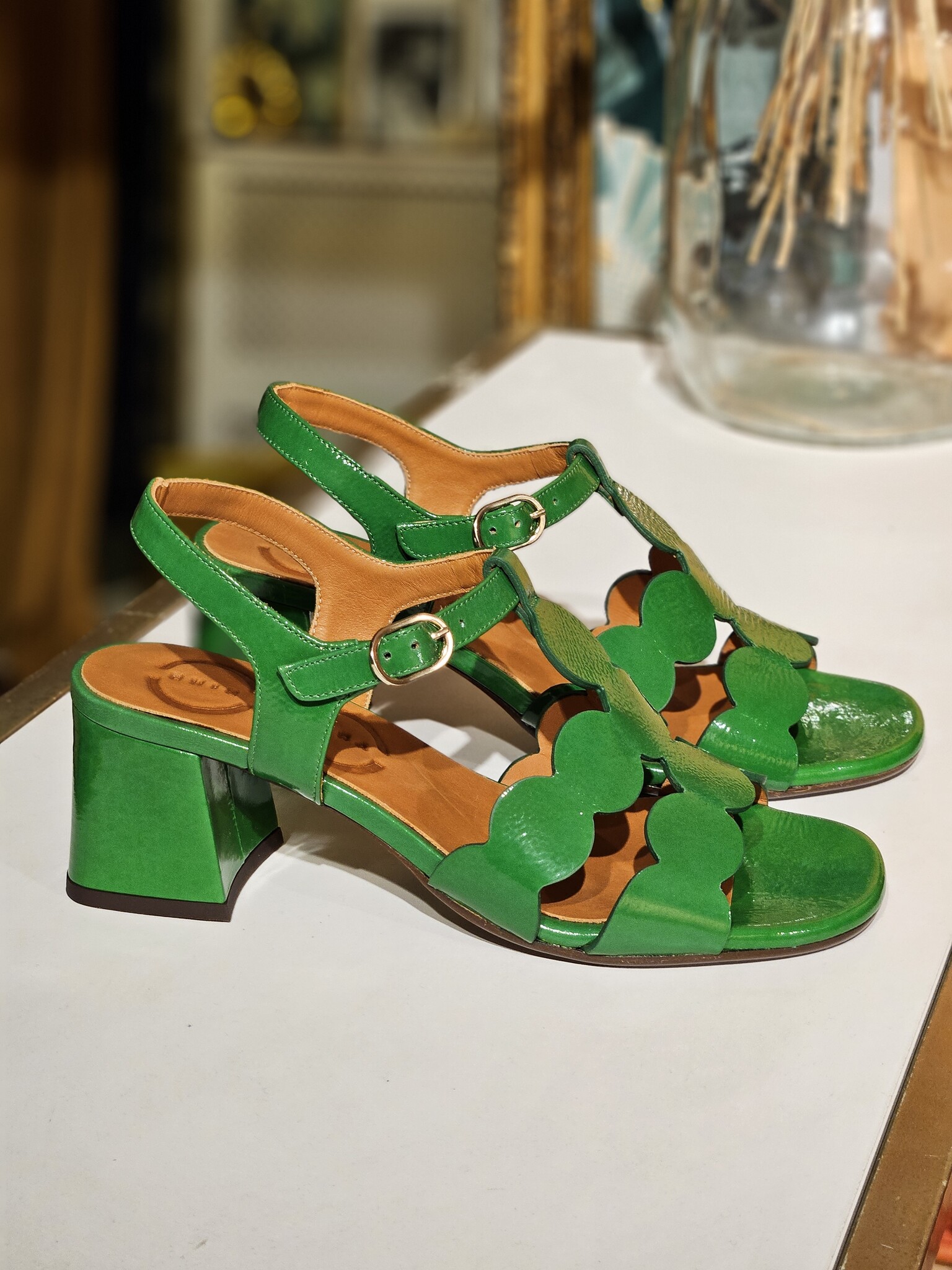 S3501 SS25 Chie Mihara, sandaal hak LAIZA groen Mary Jane