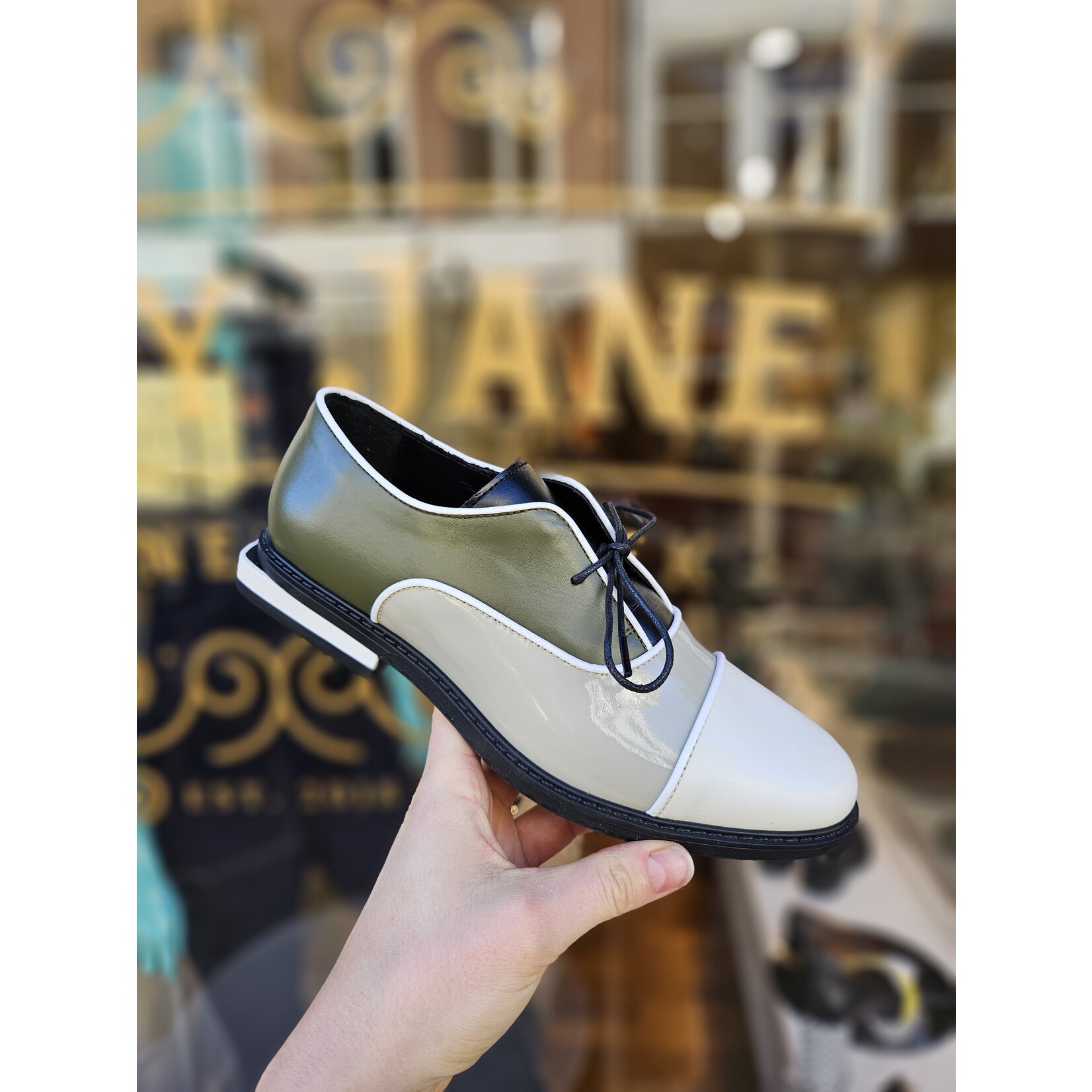 Le Bohemien veterschoen HINTE groen/wit/grijs