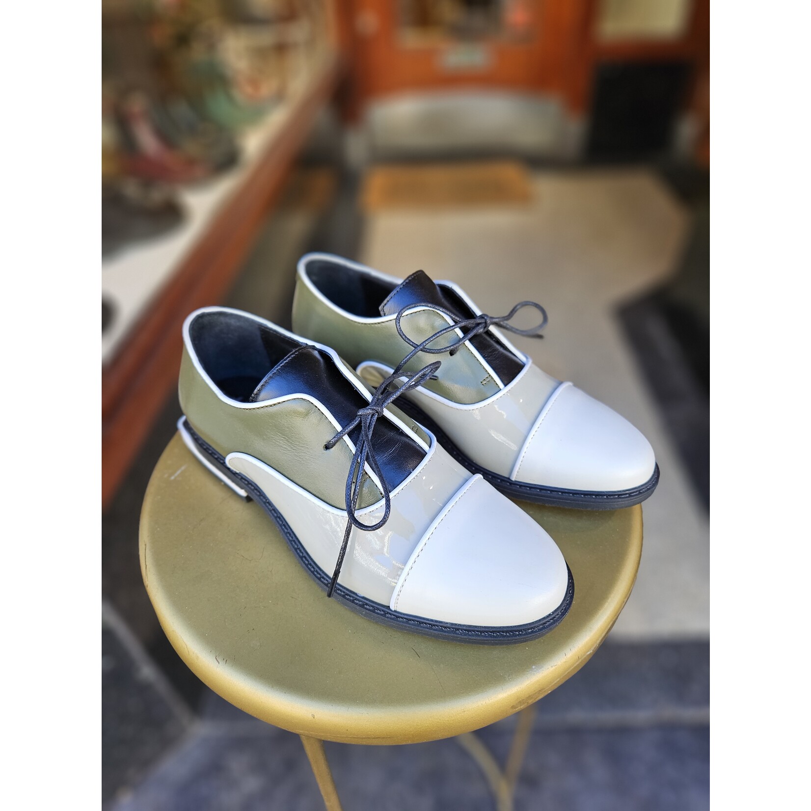 Le Bohemien veterschoen HINTE groen/wit/grijs