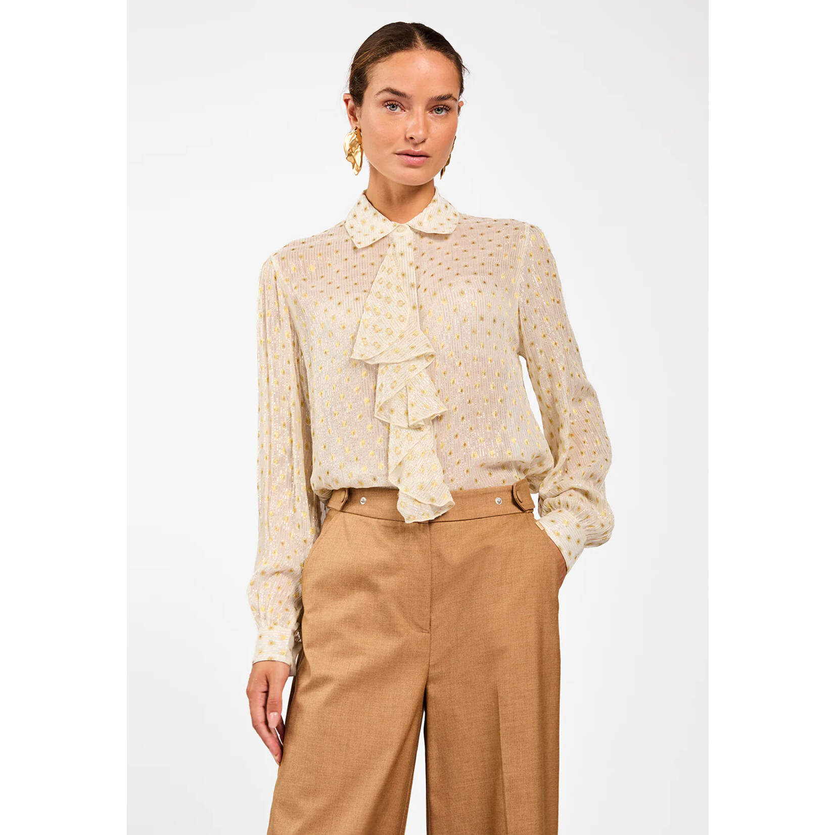 Aaiko blouse viscose YALISE dot wit/goud
