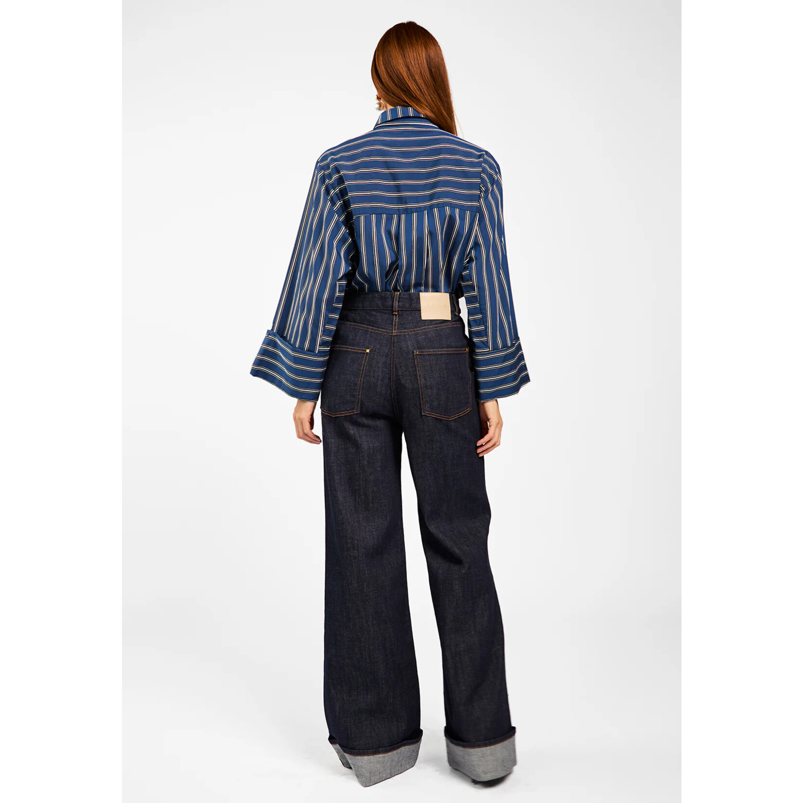 Aaiko viscose blouse ELDA blauw gestreept