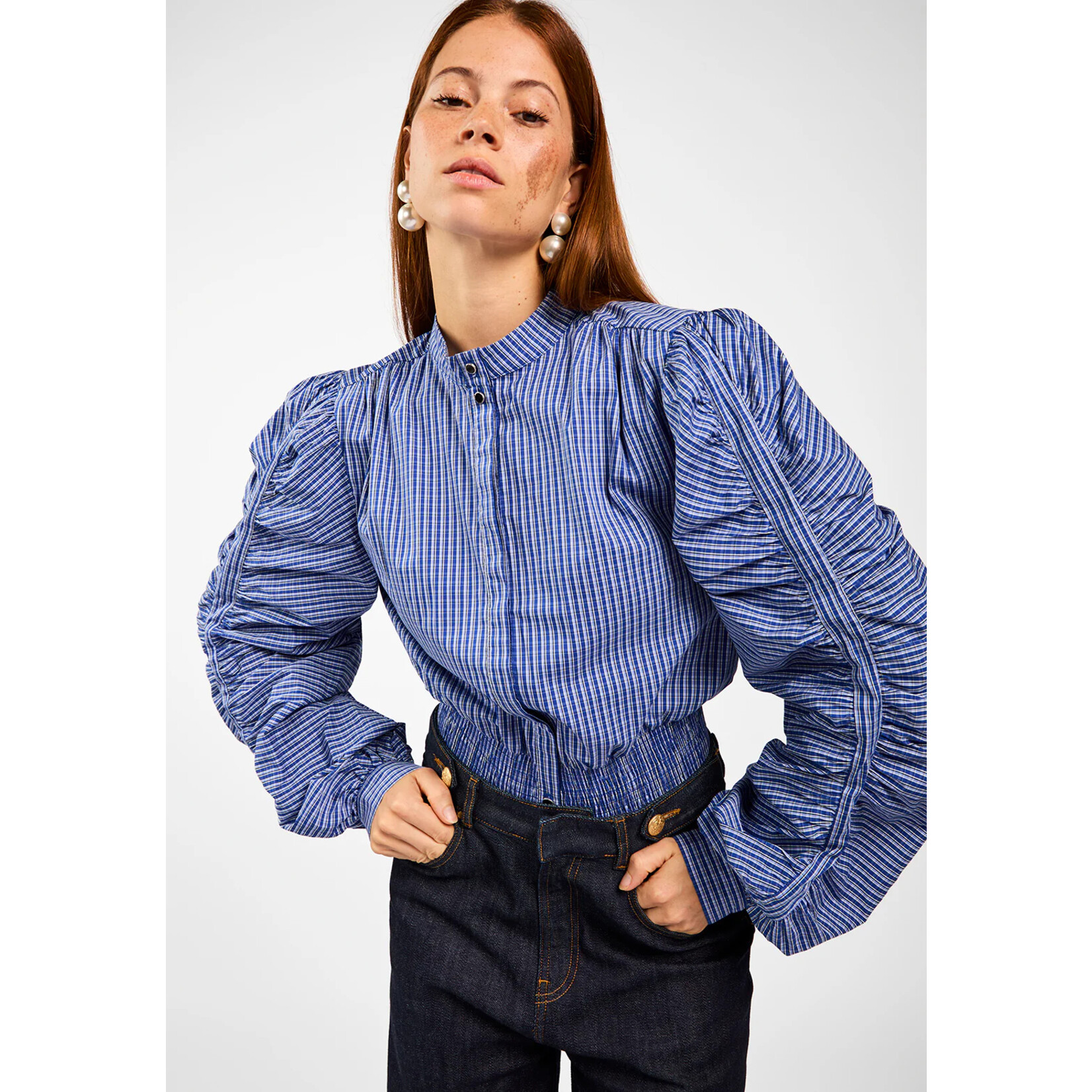 Aaiko blouse BEAUDINE check blauw
