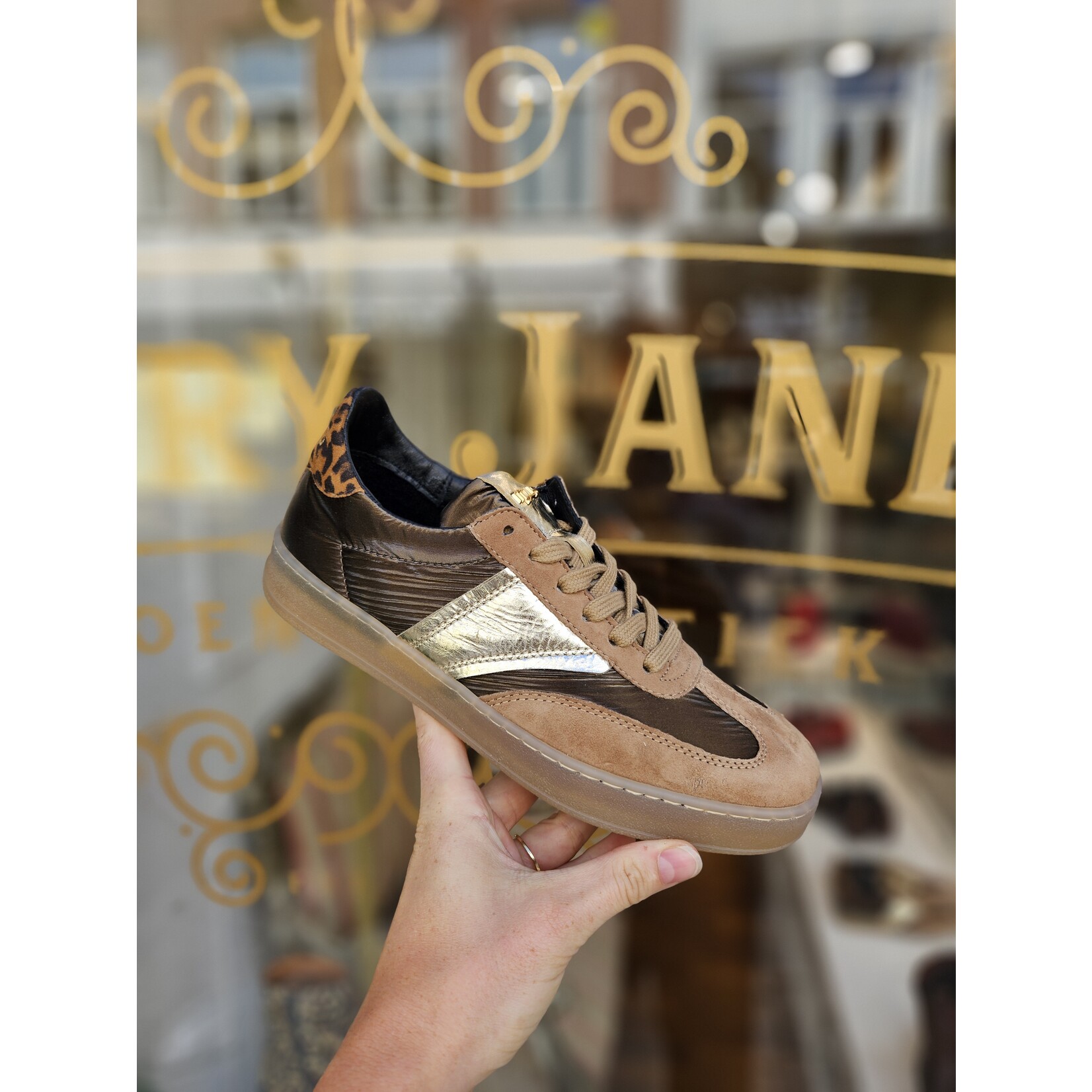 MJUS, leren sneaker GIADA bruin/zand print