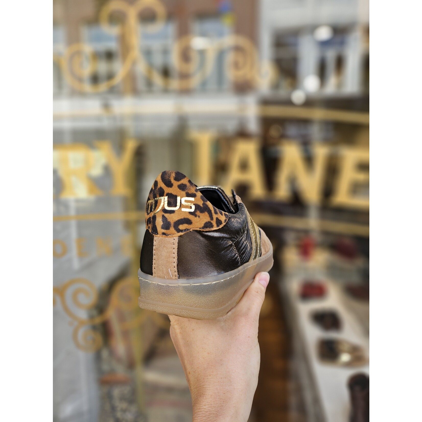MJUS, leren sneaker GIADA bruin/zand print