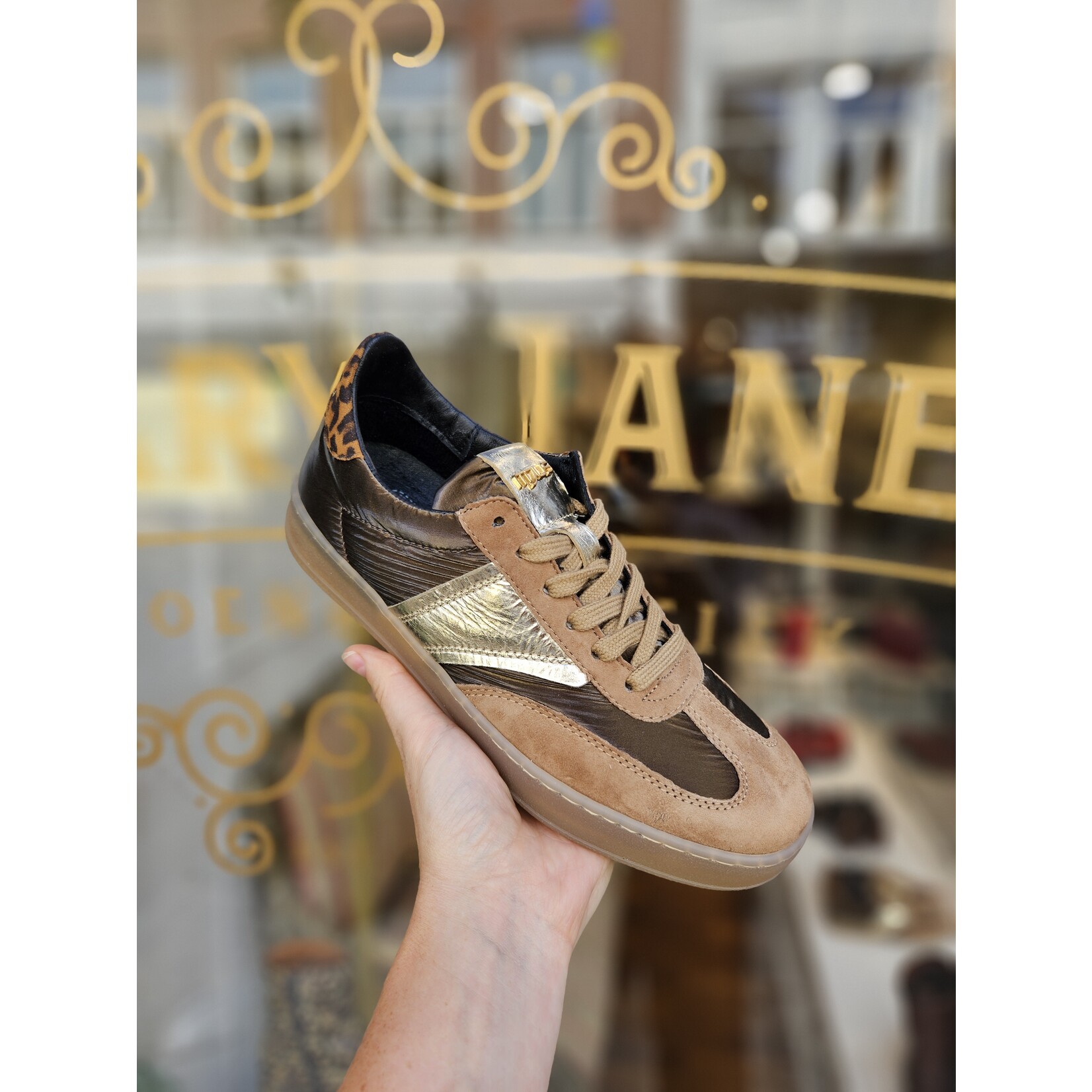 MJUS, leren sneaker GIADA bruin/zand print