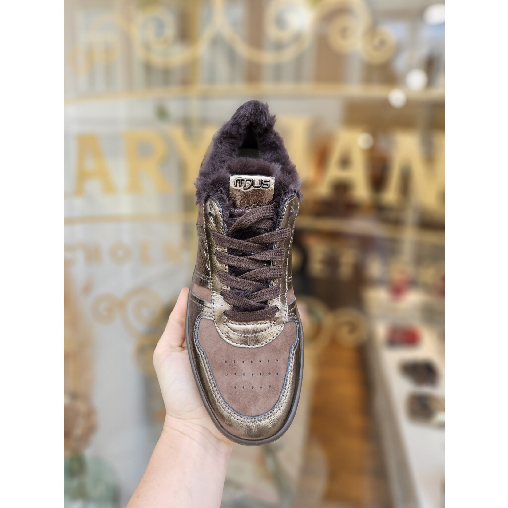 MJUS, leren sneaker Alessia donkerbruin