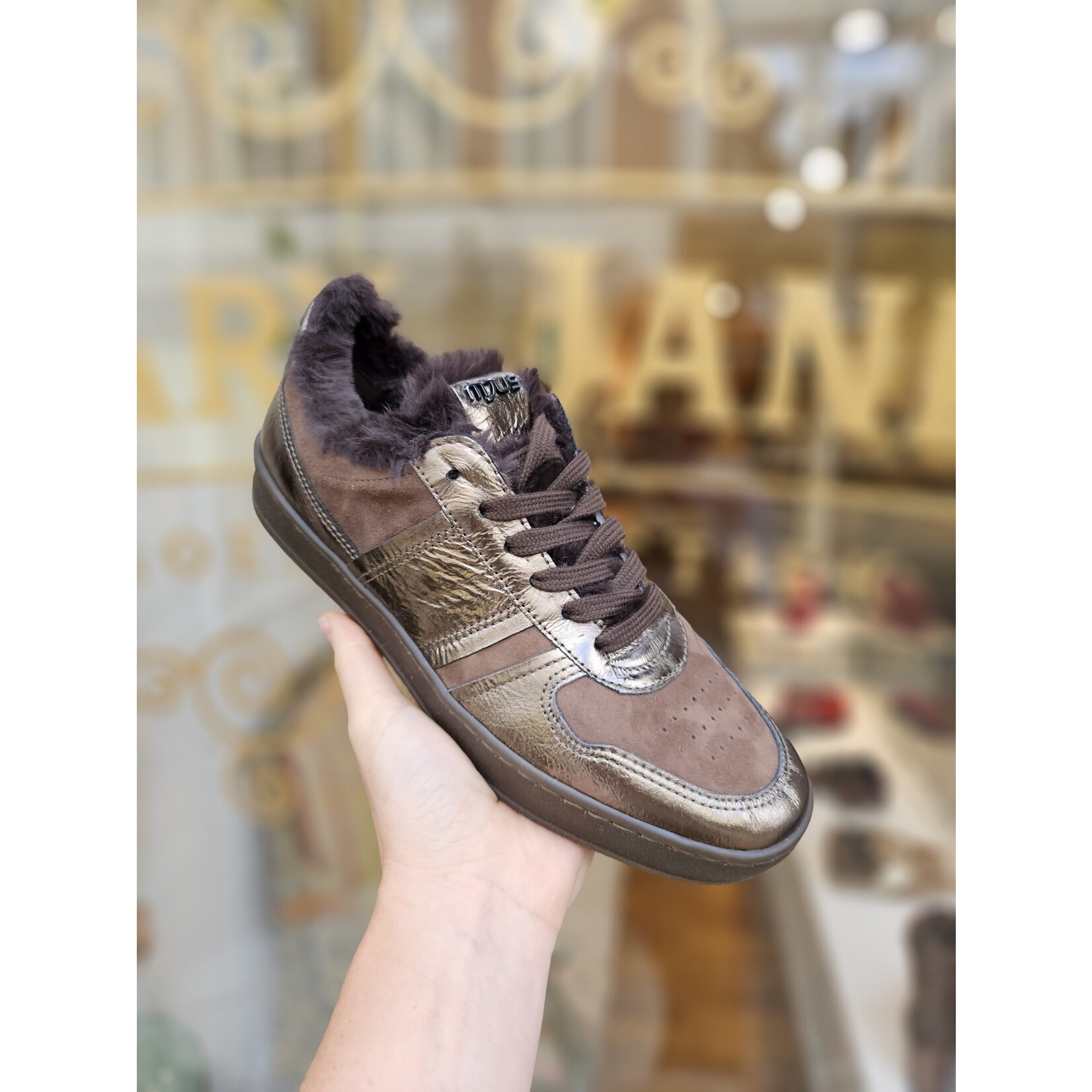 MJUS, leren sneaker Alessia donkerbruin