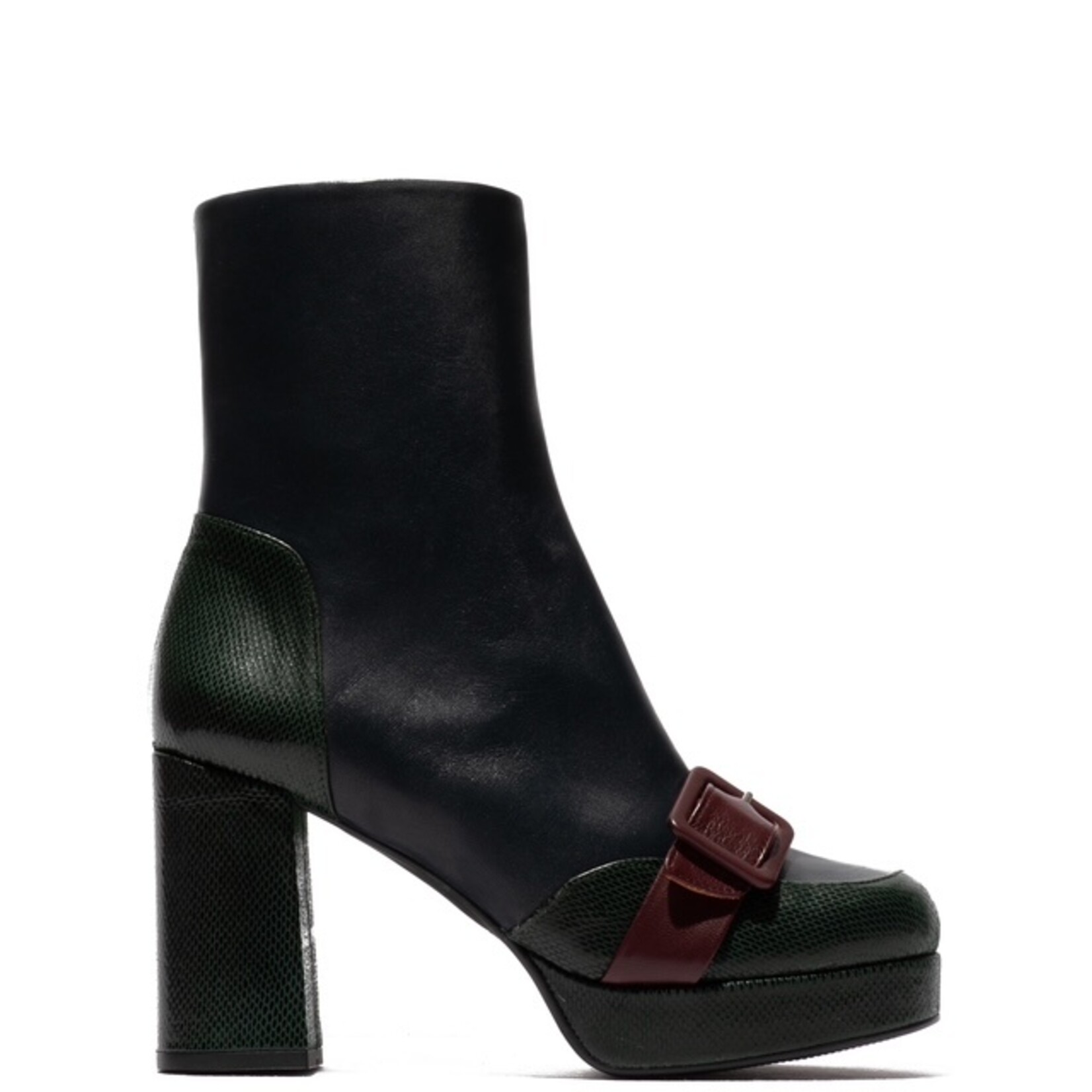 Fly London, leren enkellaar platform Efol blauw/groen