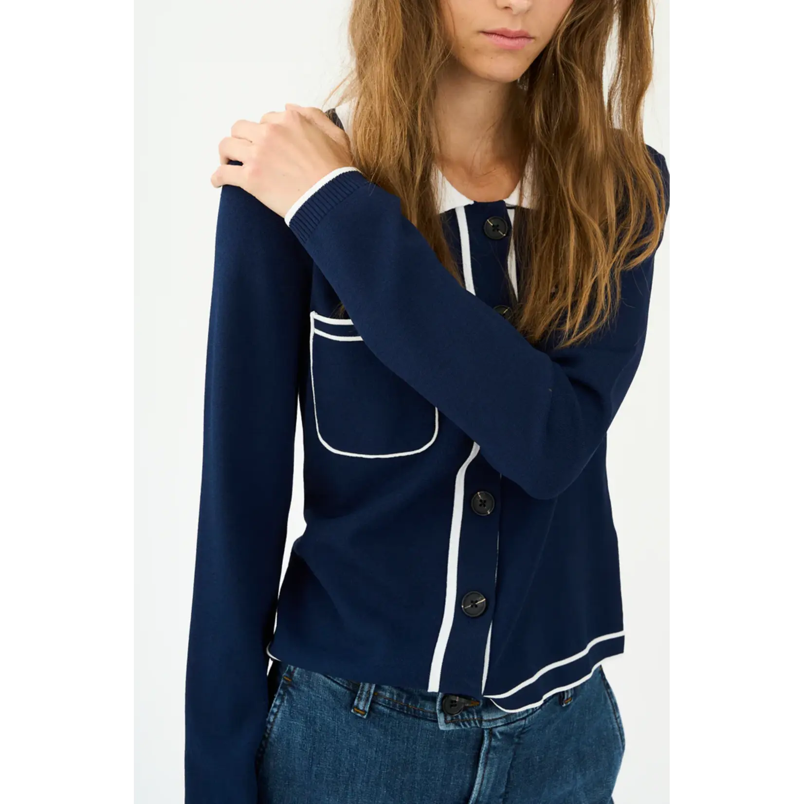Pieszak Pieszak polo knit top VIGGA blauw