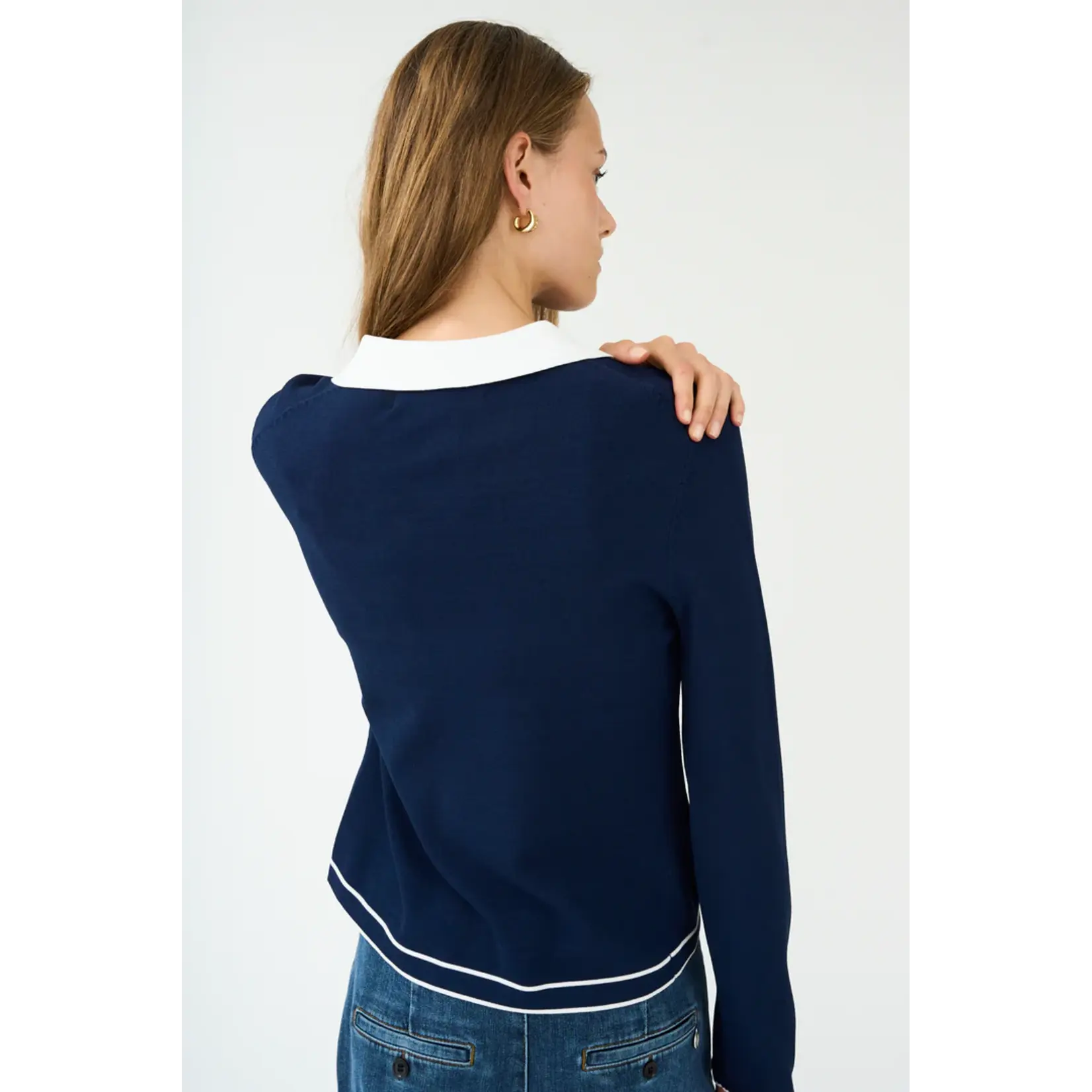 Pieszak Pieszak polo knit top VIGGA blauw