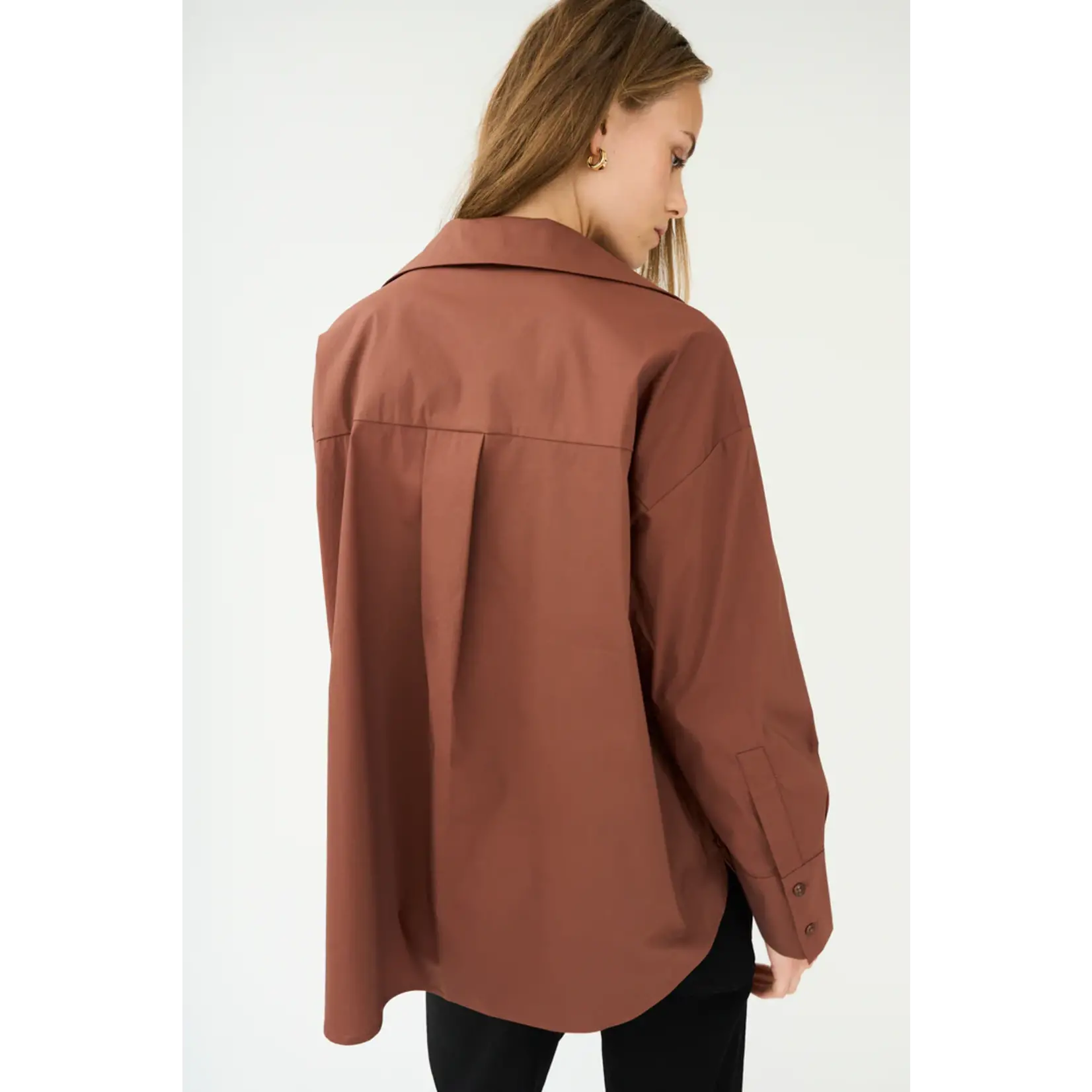 Pieszak Pieszak, blouse poplin NYLA shirt bruin