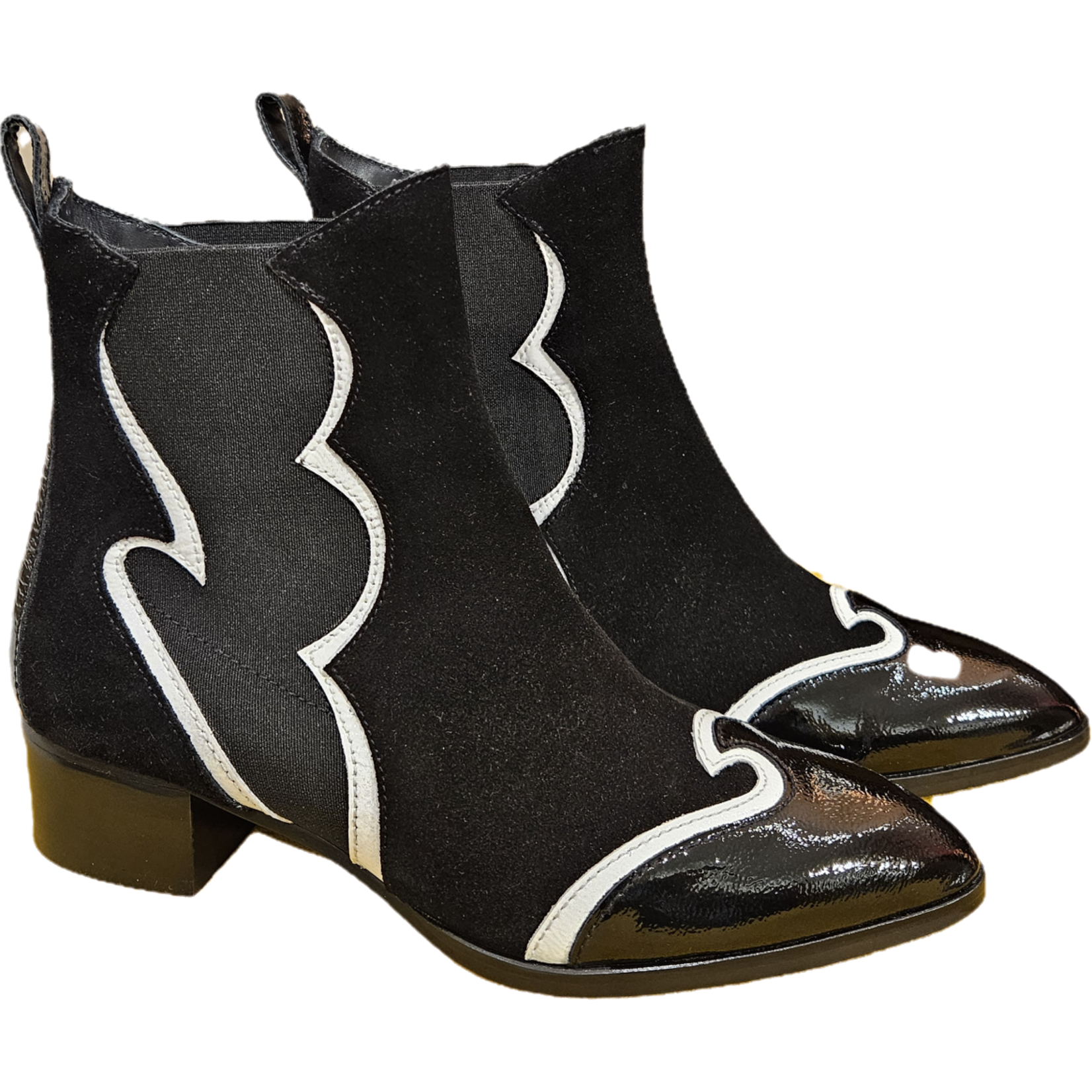 Pertini suede enkellaarsje SADIE zwart/zilver