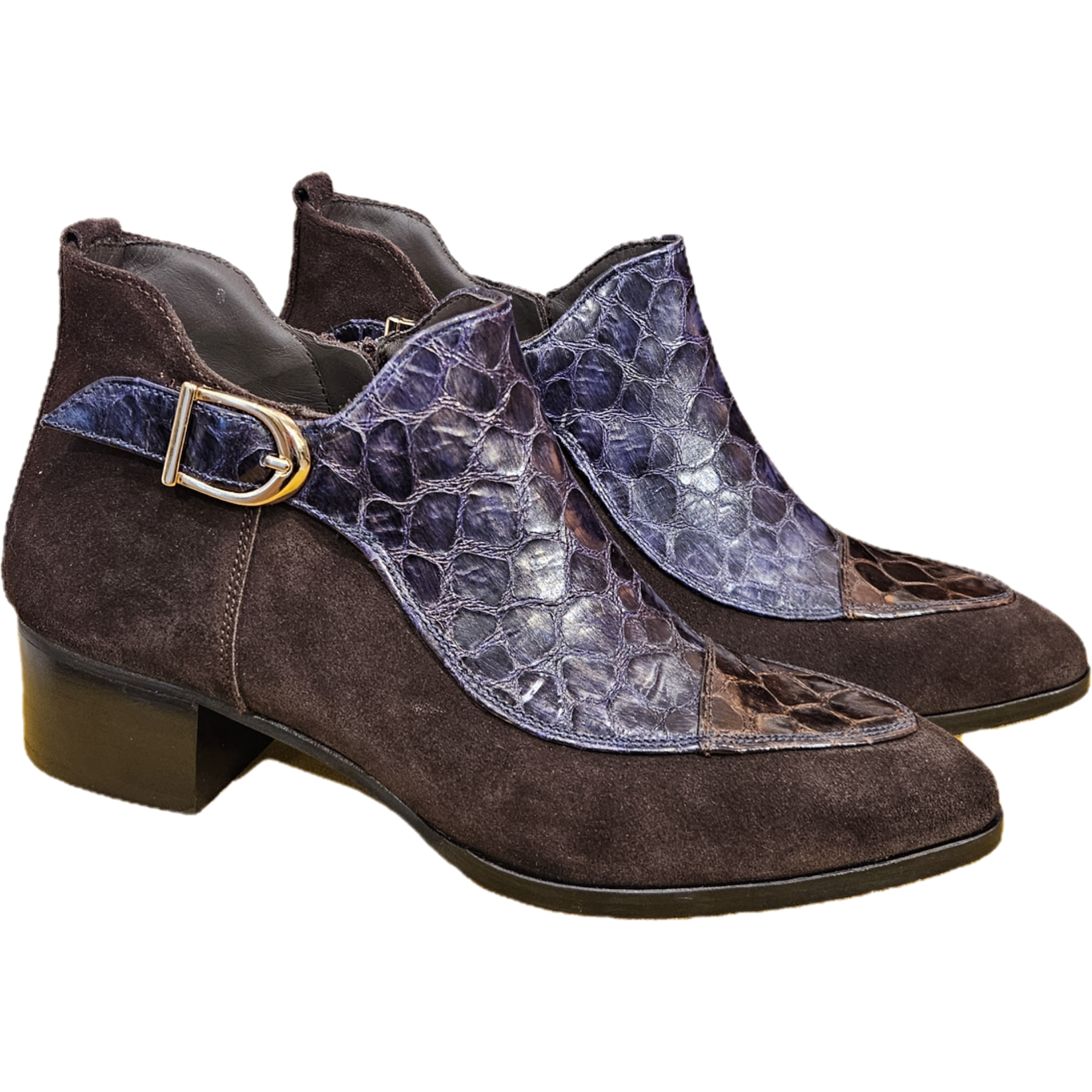 Pertini leren enkelaarsje gesp ARIZONA blauw/bruin