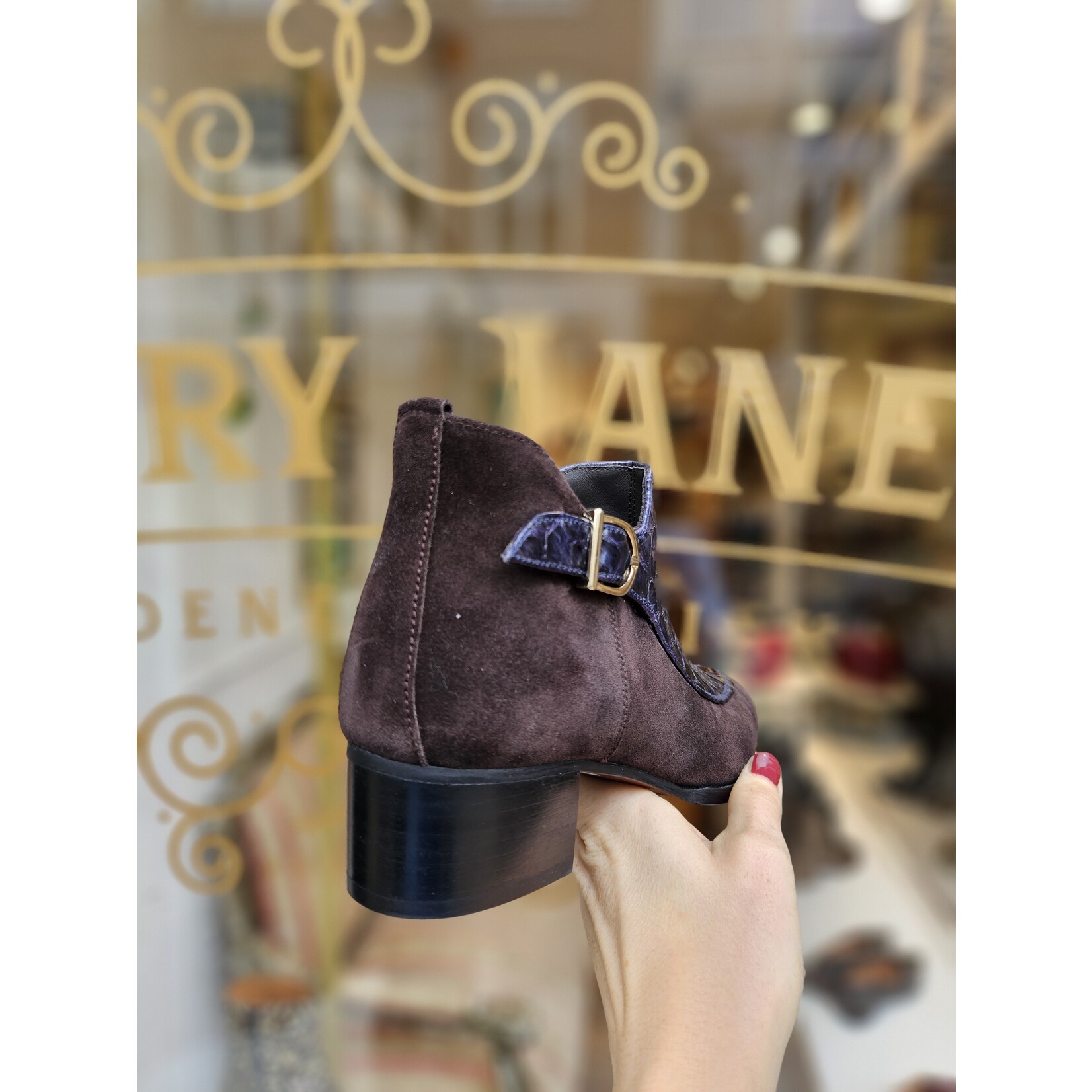 Pertini leren enkelaarsje gesp ARIZONA blauw/bruin