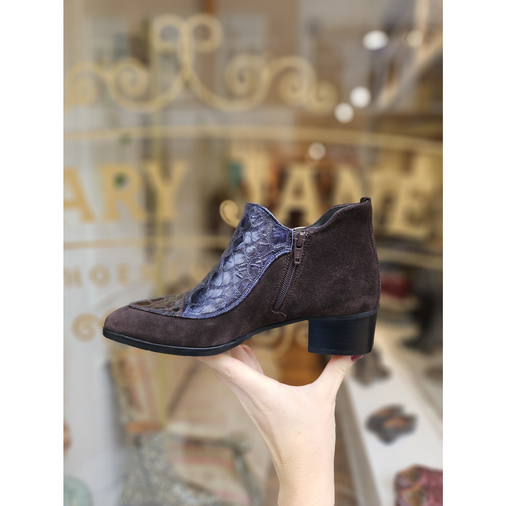 Pertini leren enkelaarsje gesp ARIZONA blauw/bruin