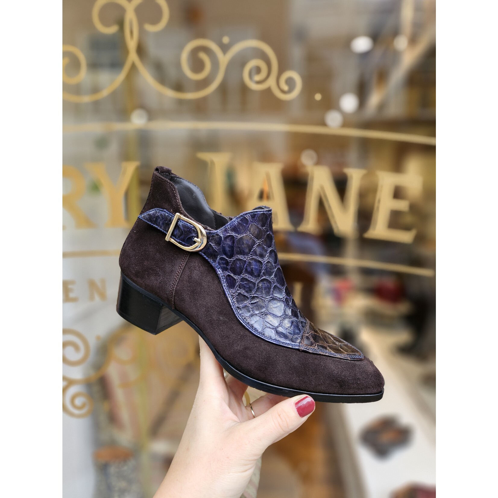 Pertini leren enkelaarsje gesp ARIZONA blauw/bruin