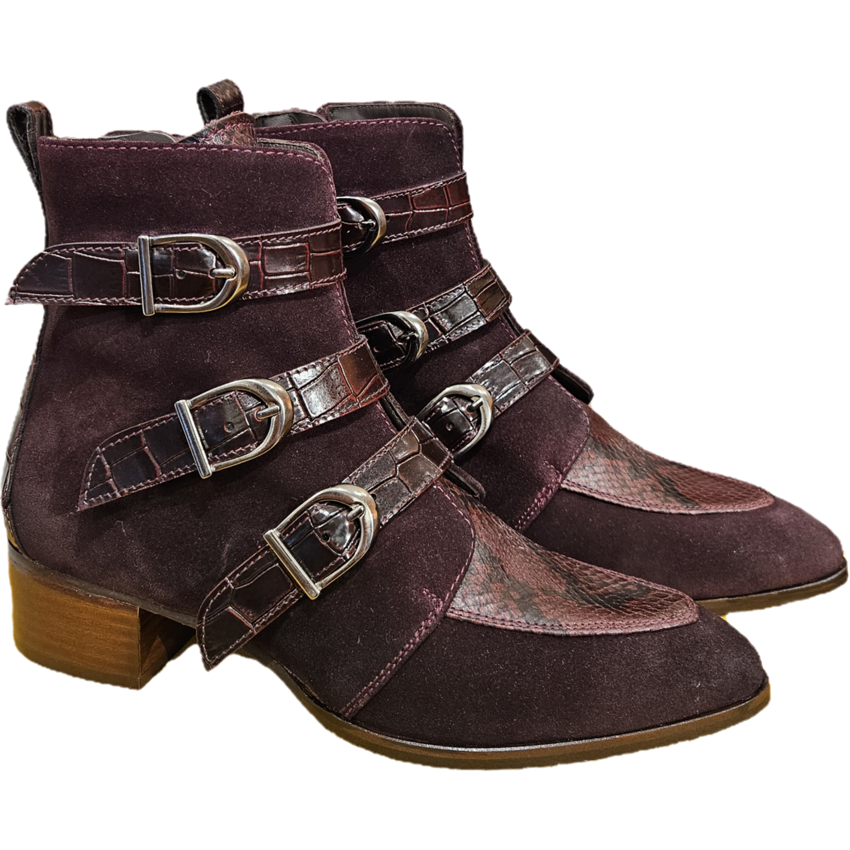 Pertini leren enkelaarsje gespen DAKOTA bordeaux