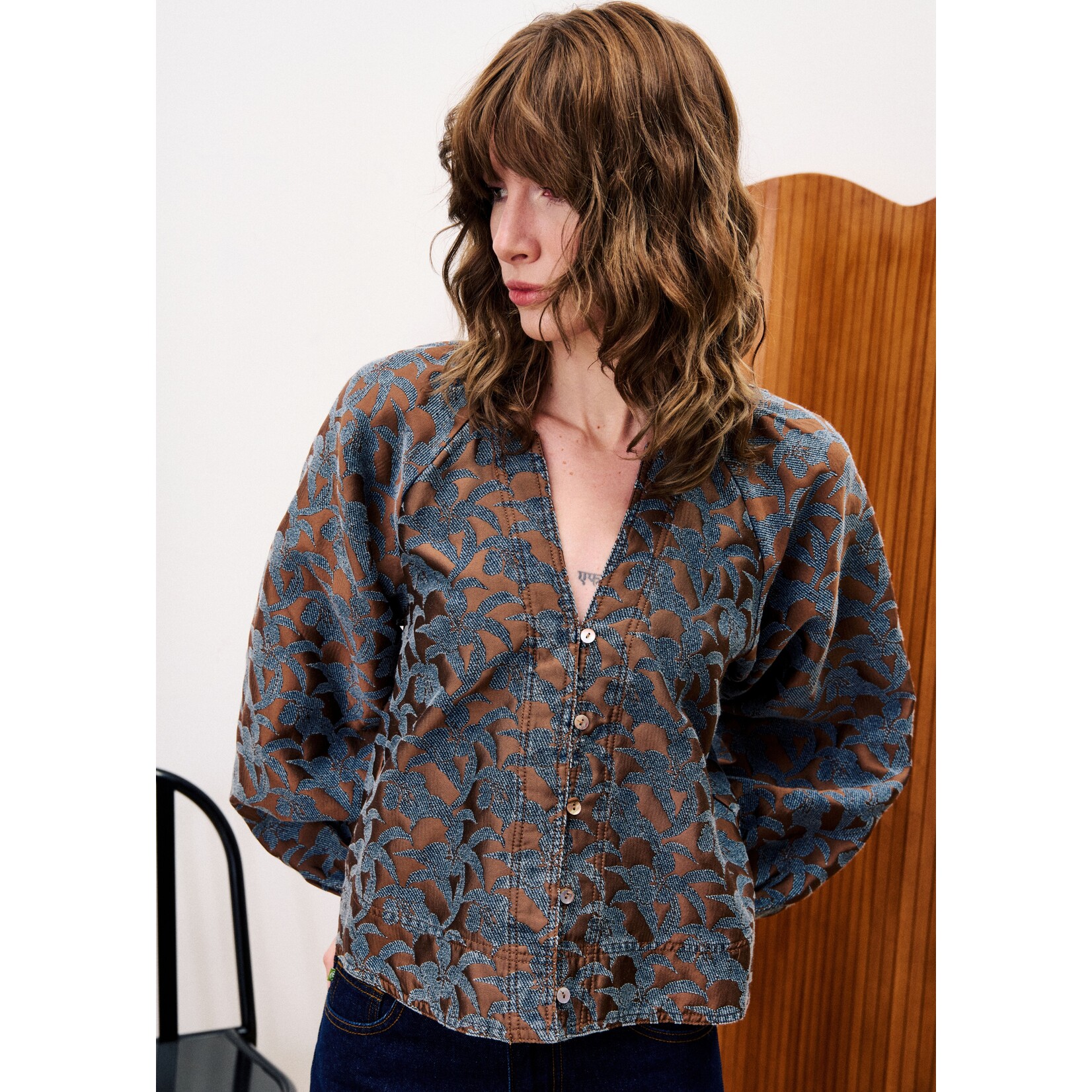 FRENCH FRNCH blouse MARRON glace bruin/spijker