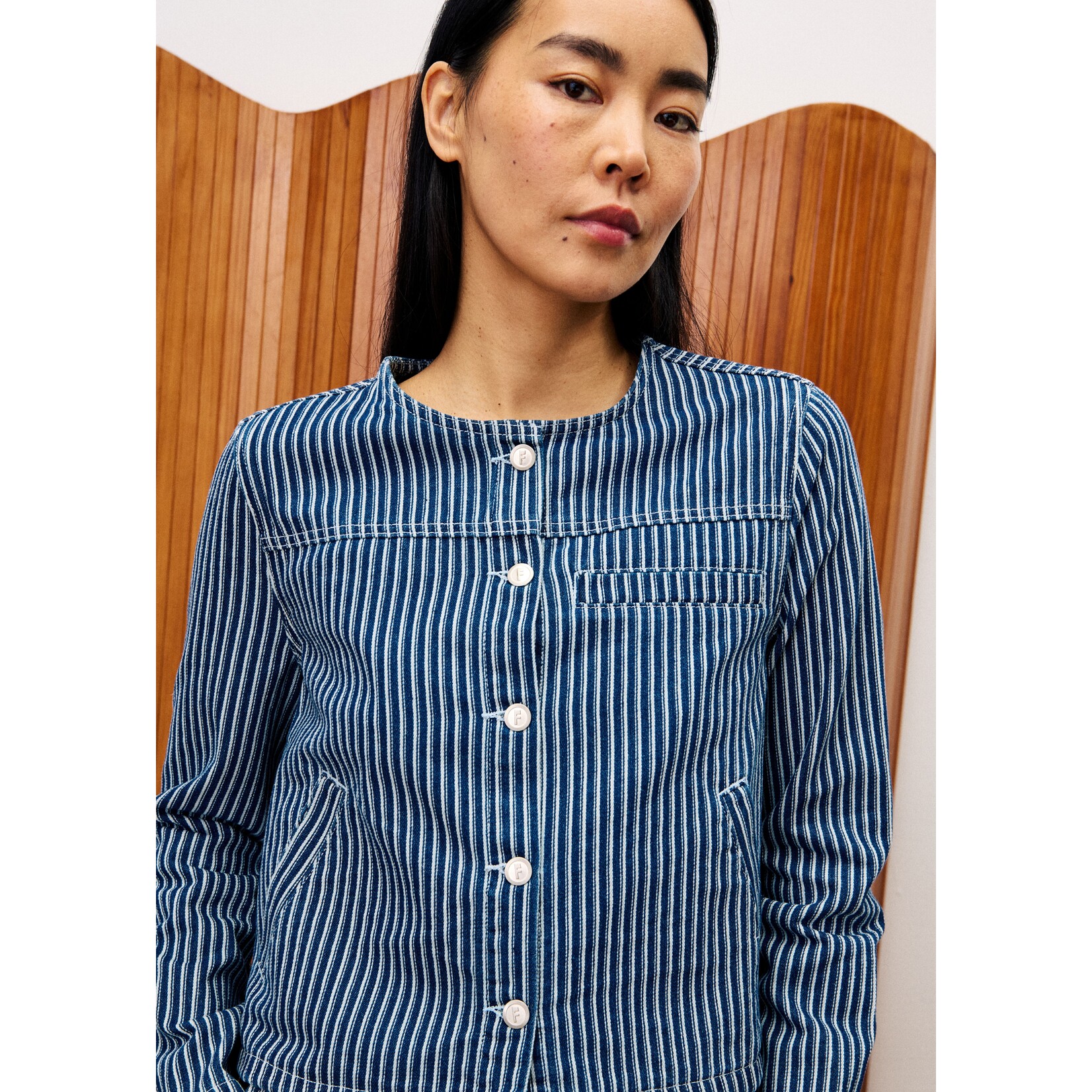 FRENCH FRNCH jasje gestreept spijker GAURA blauw