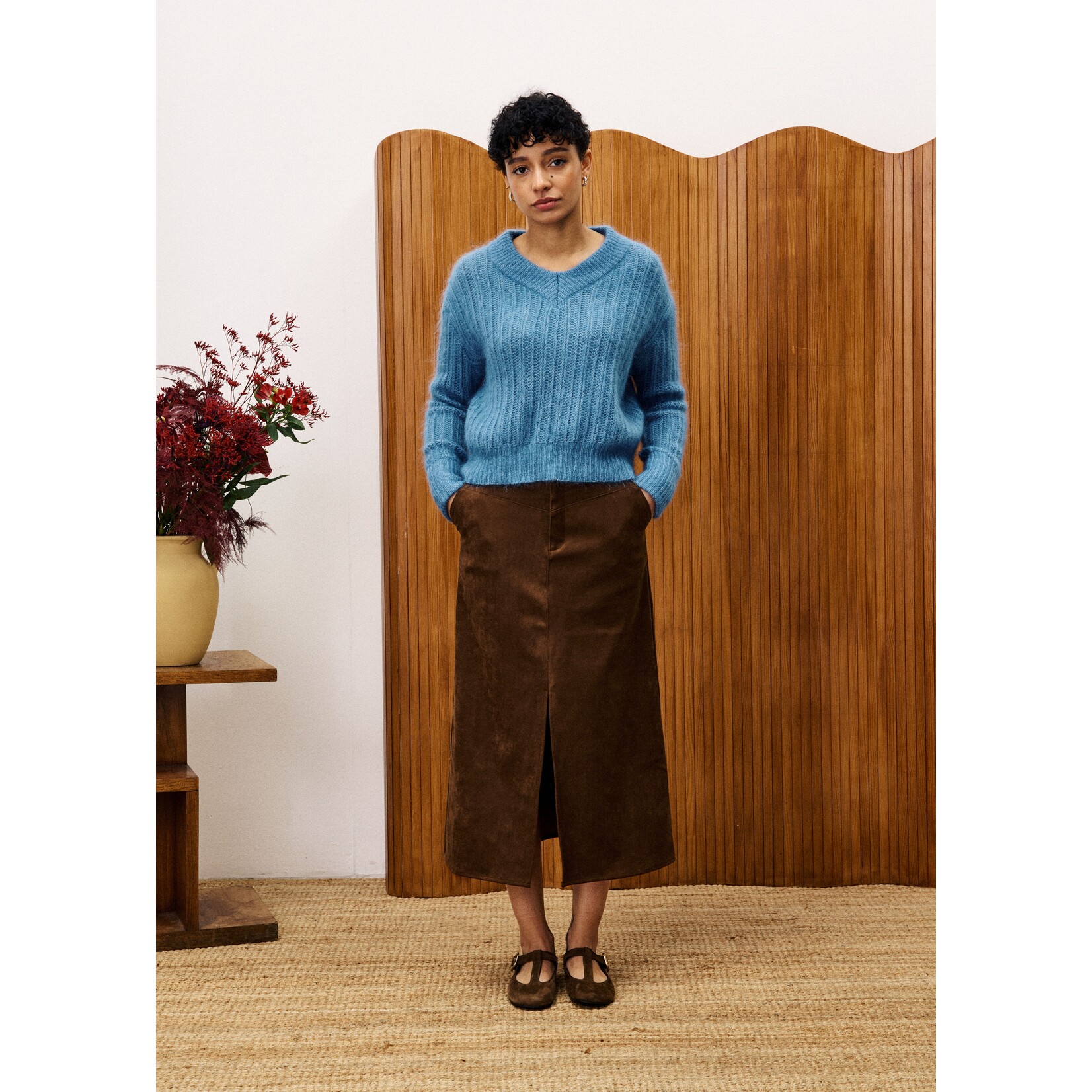 FRENCH FRNCH suede rok GLAIEUL marron bruin