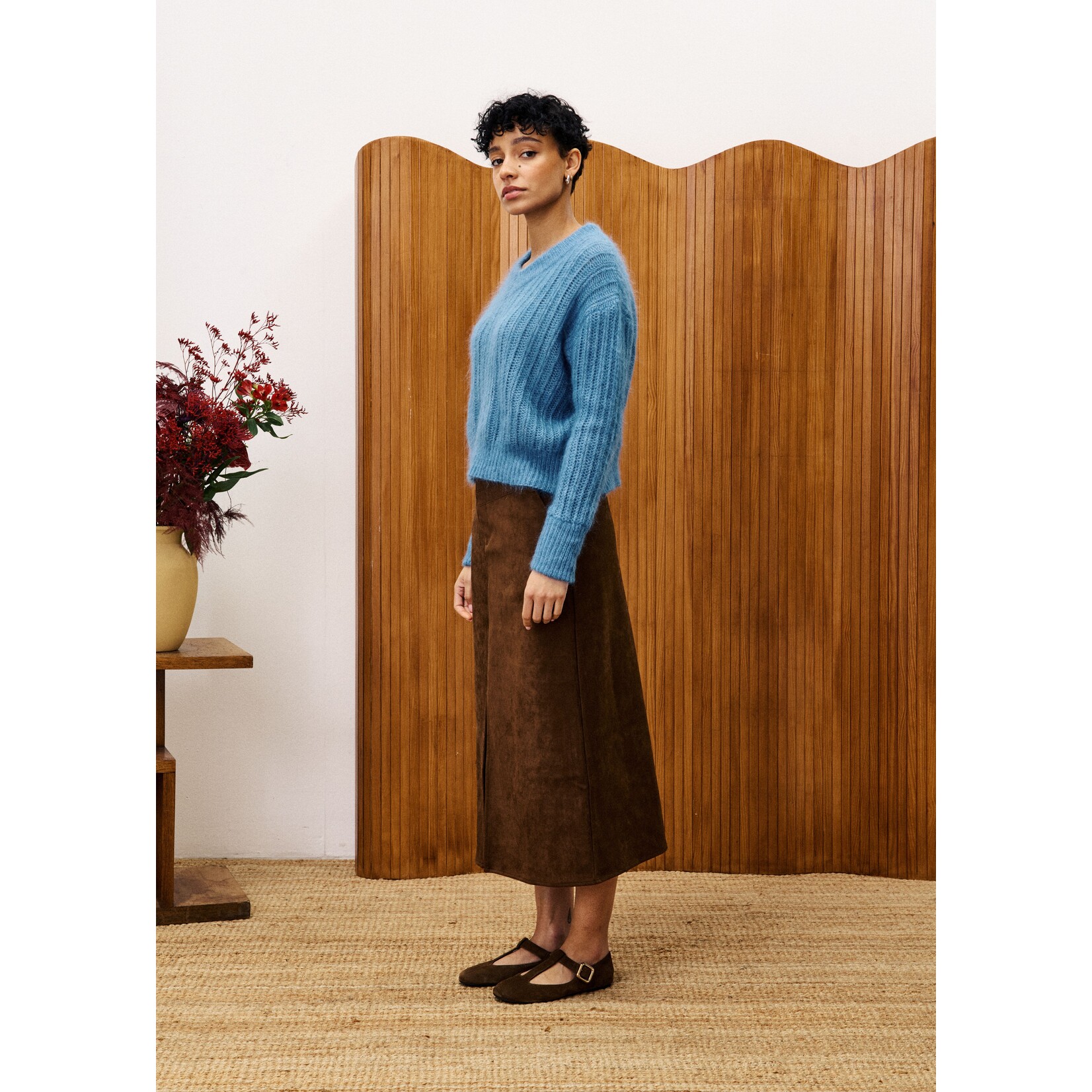 FRENCH FRNCH suede rok GLAIEUL marron bruin