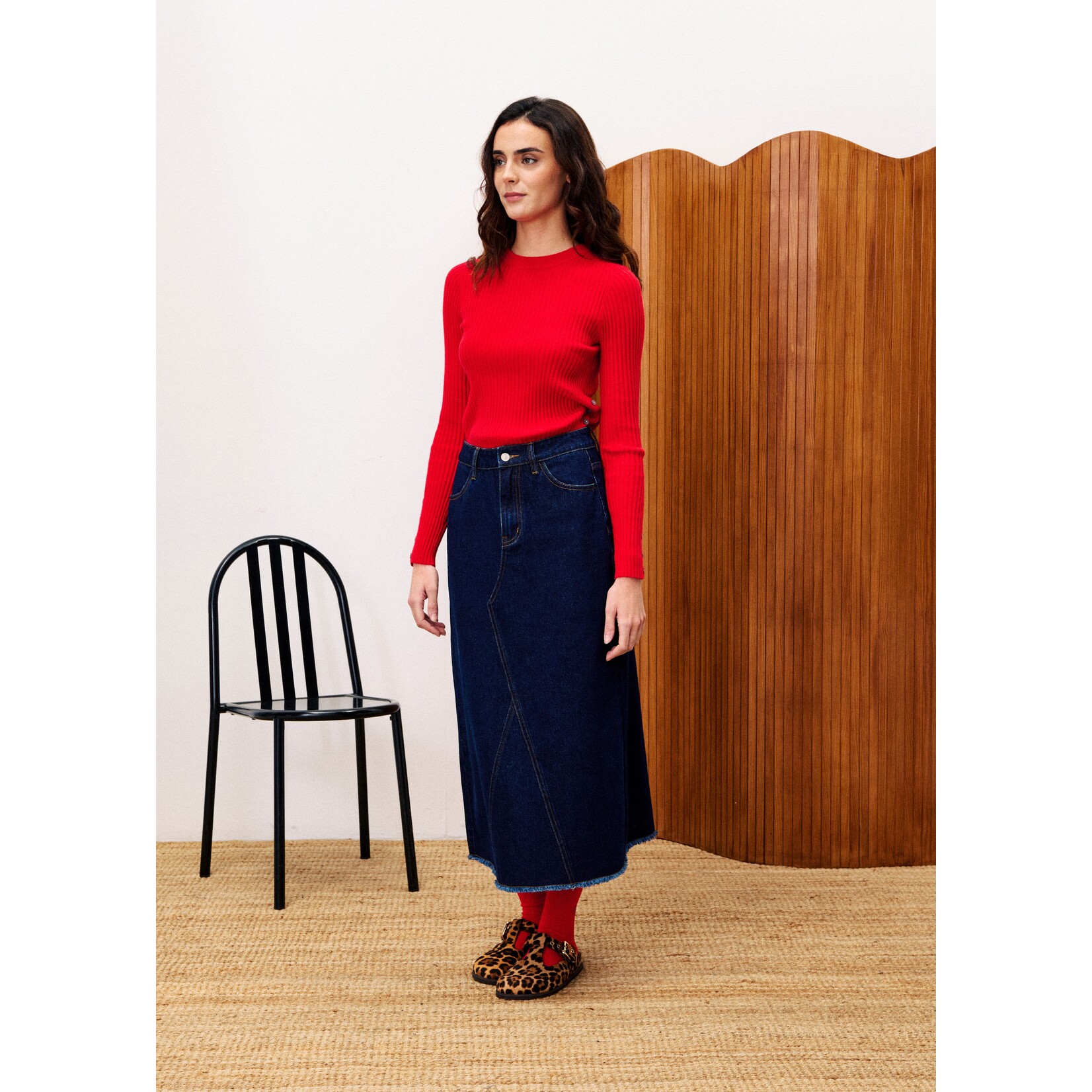 FRENCH FRNCH top lange mouw knit AMARYLLIS rood