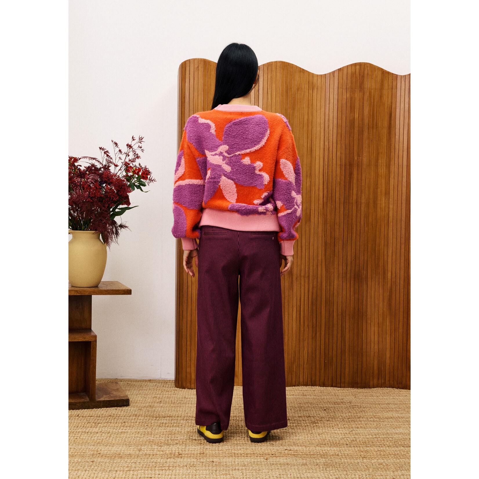 FRENCH FRNCH trui soft bloem AYME oranje/paars