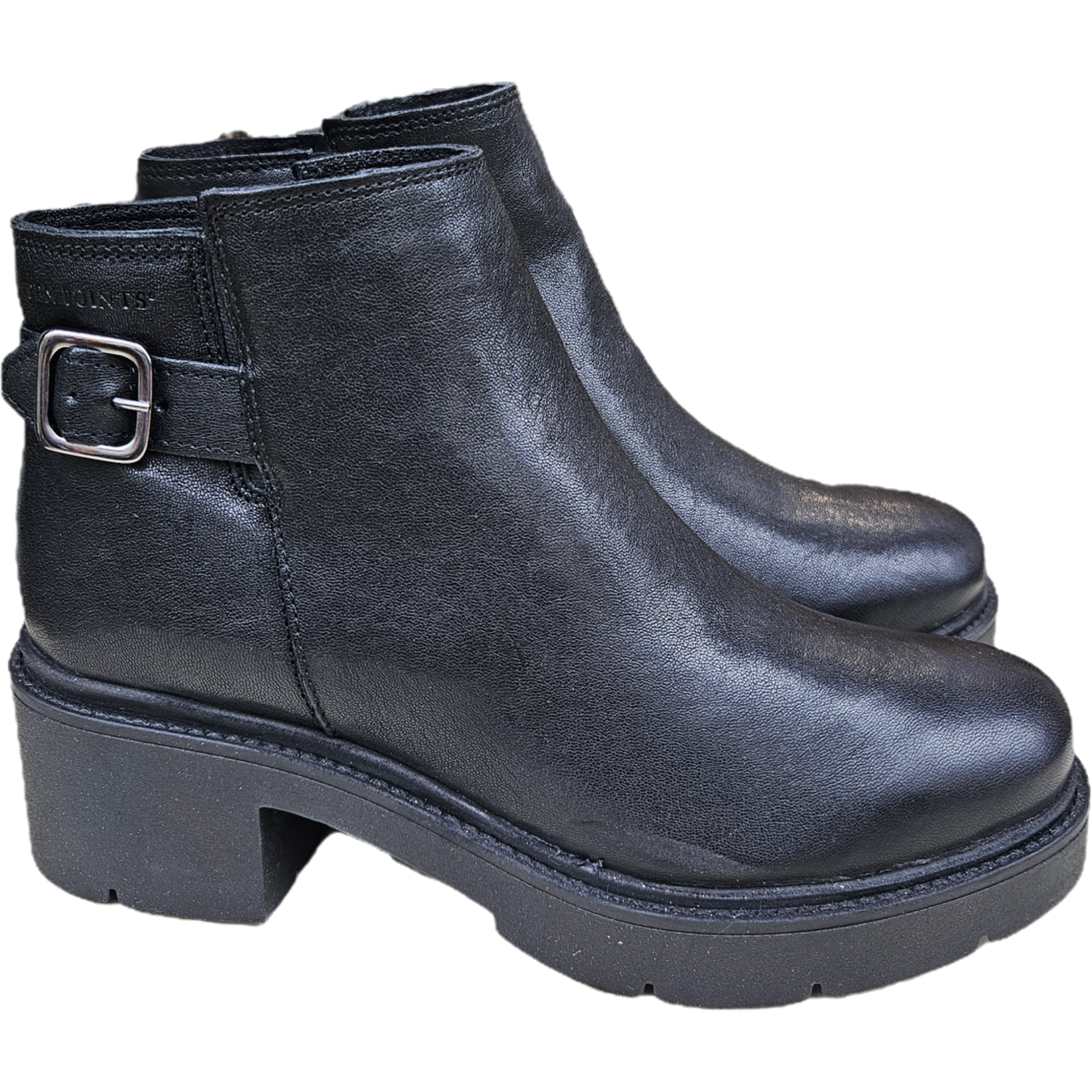 Ten Points leren enkellaarsje rits JILL zwart