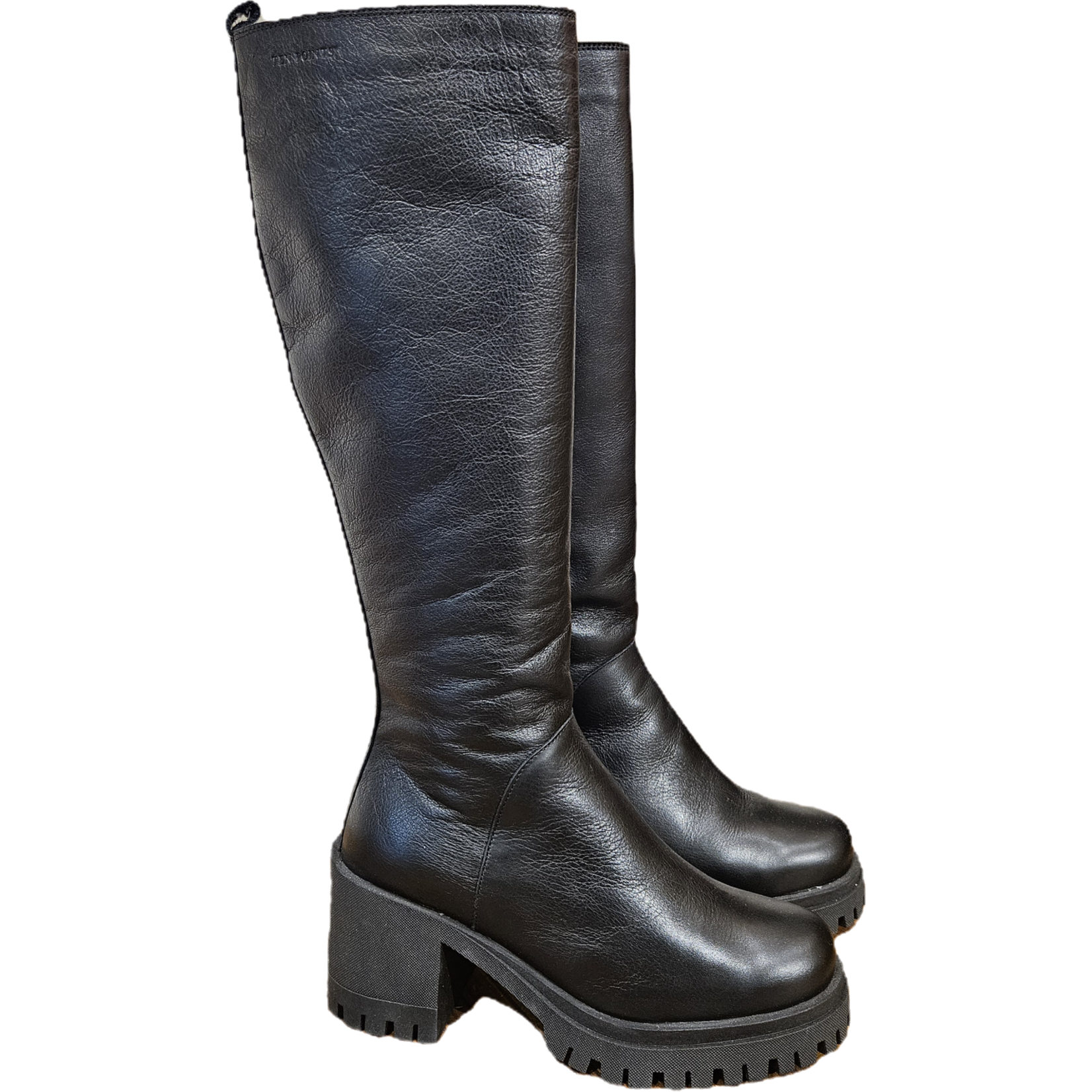 Ten Points leren hoge laars YLVA zwart
