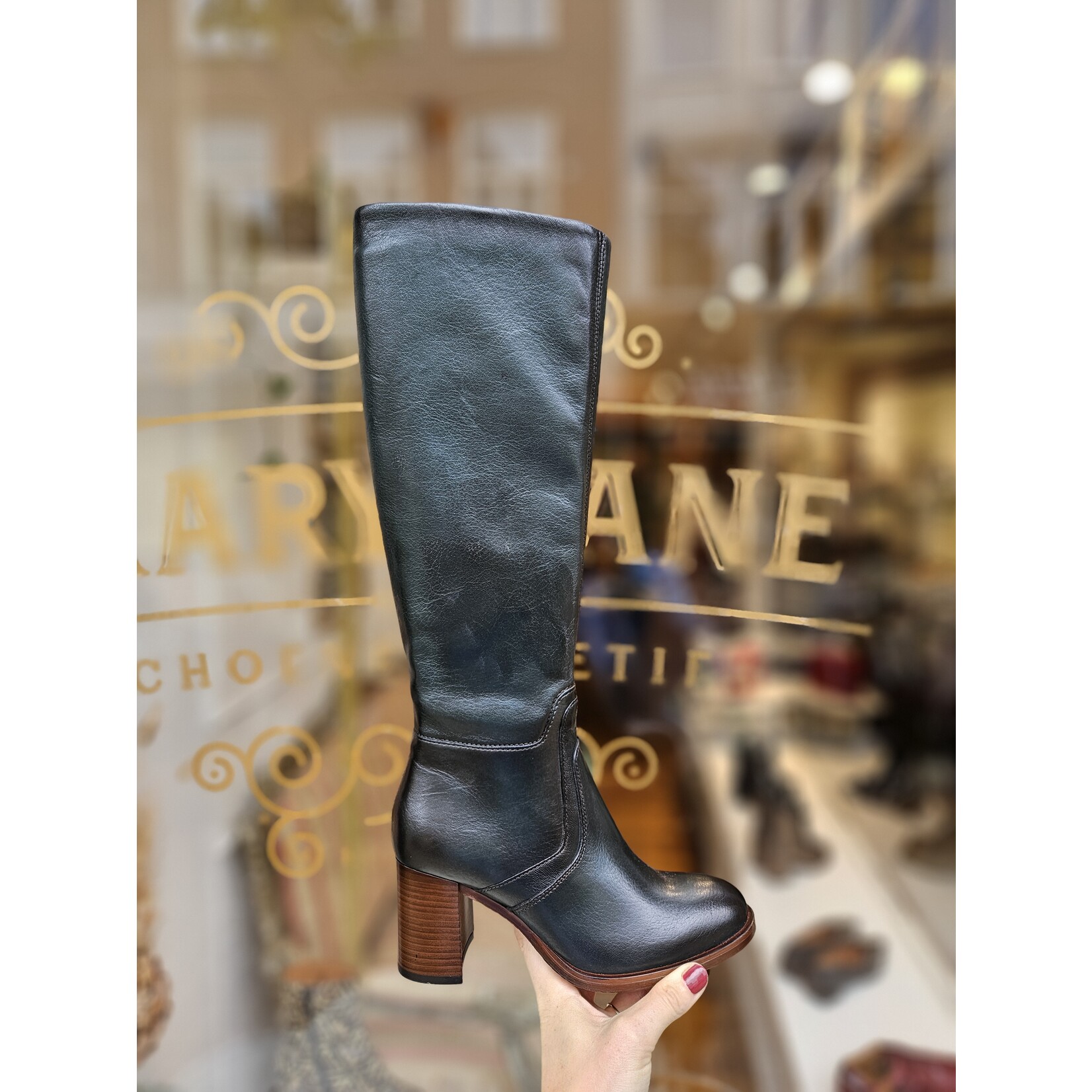 MJUS leren hoge laars VICTORIA groen